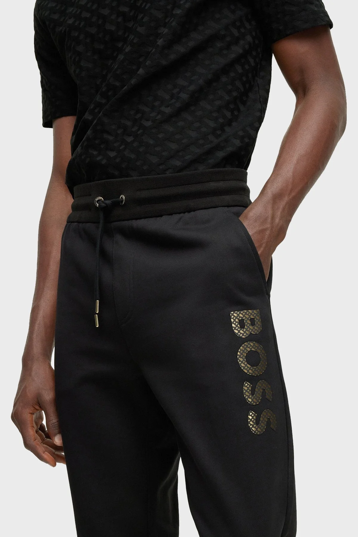 Boss Logolu Belden Bağlamalı % 100 Pamuk Regular Fit Jogger Erkek Pantolon 50481345 001 SİYAH - 4