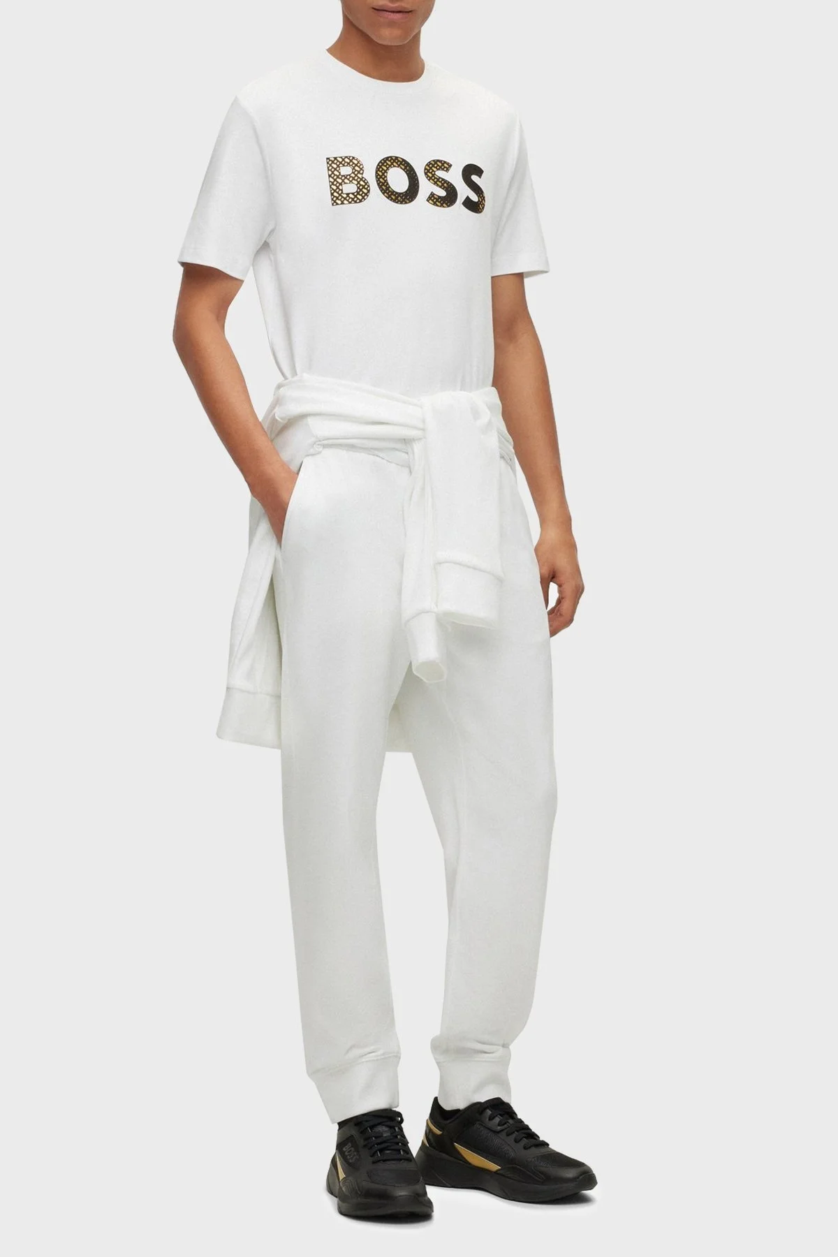 Boss Logolu Belden Bağlamalı % 100 Pamuk Regular Fit Jogger Erkek Pantolon 50481345 100 BEYAZ - 1