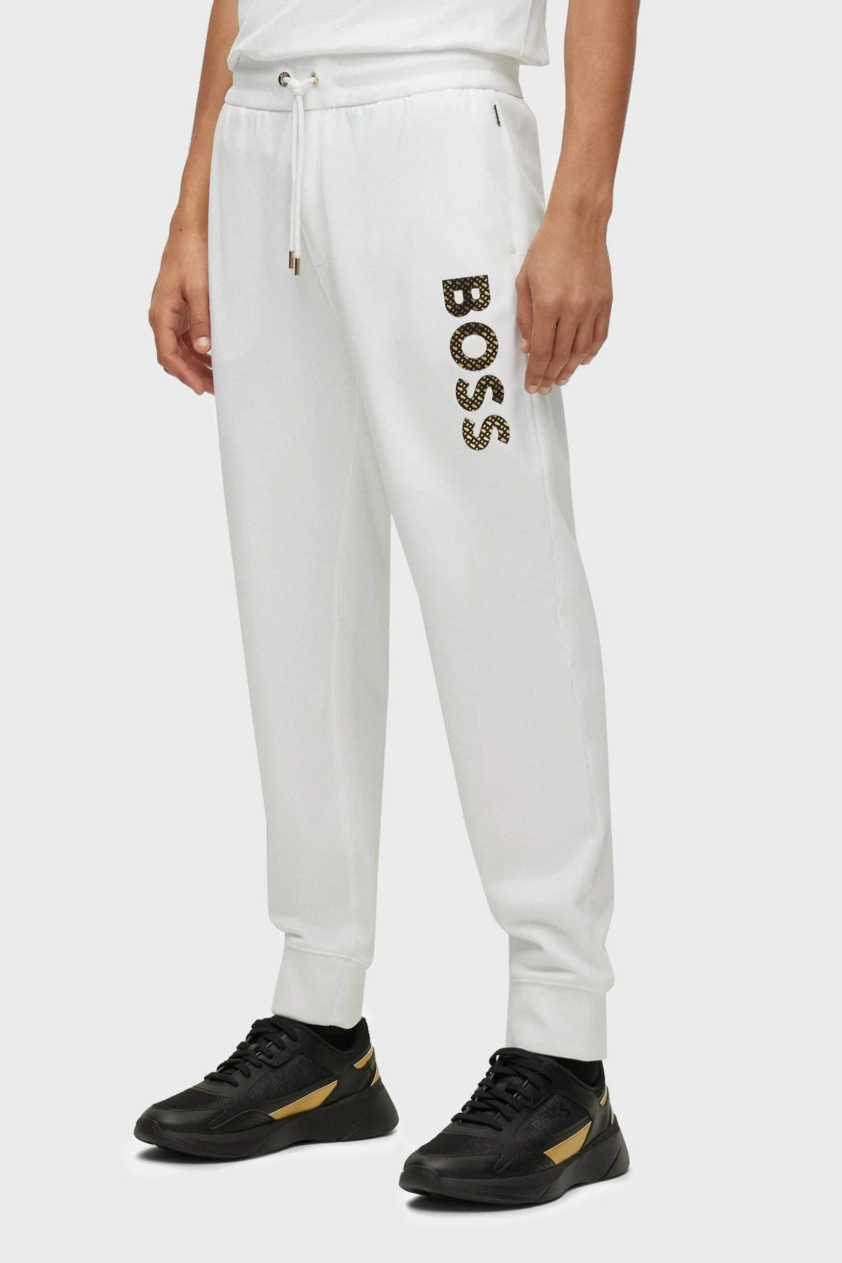 Boss Logolu Belden Bağlamalı % 100 Pamuk Regular Fit Jogger Erkek Pantolon 50481345 100 BEYAZ - 2