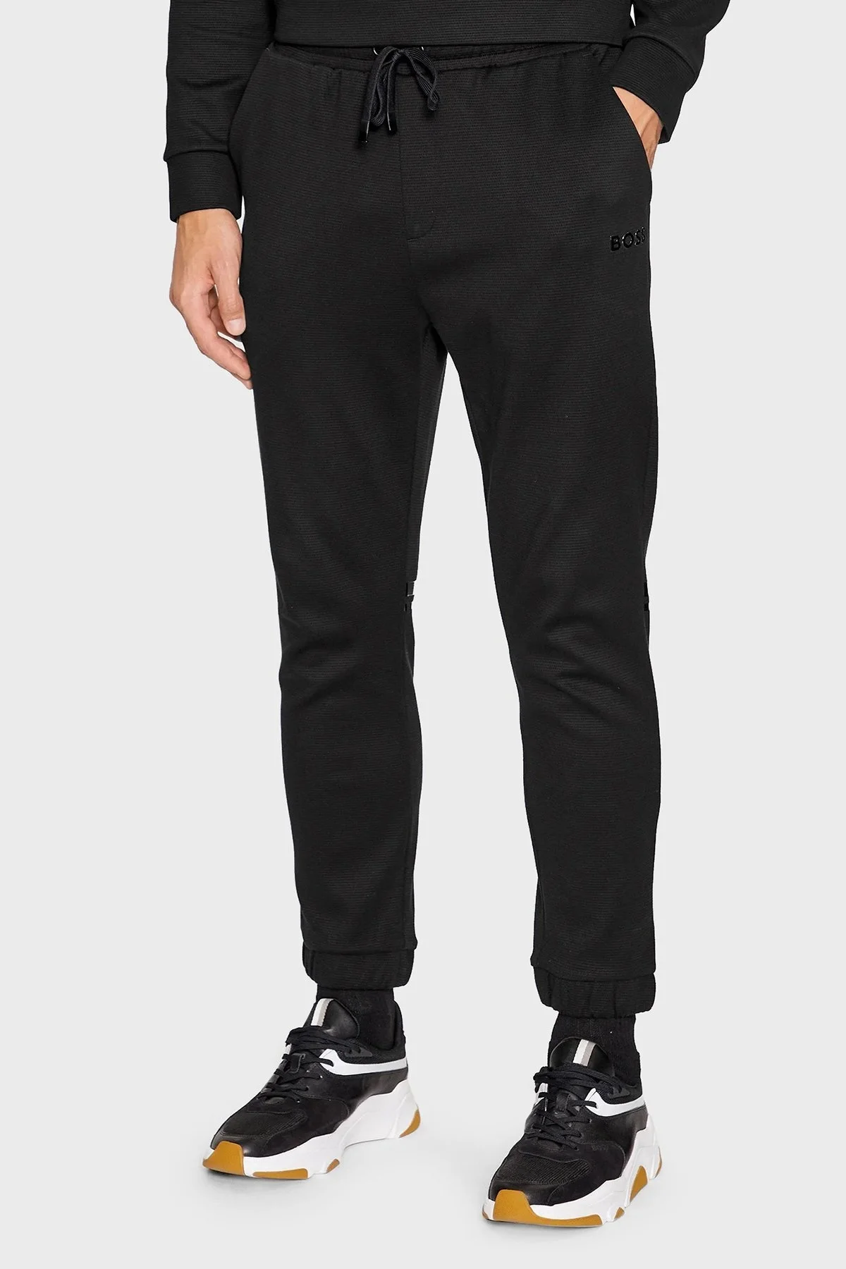 Boss Logolu Belden Bağlamalı % 100 Pamuk Relaxed Fit Erkek Pantolon 50501206 001 SİYAH - 6