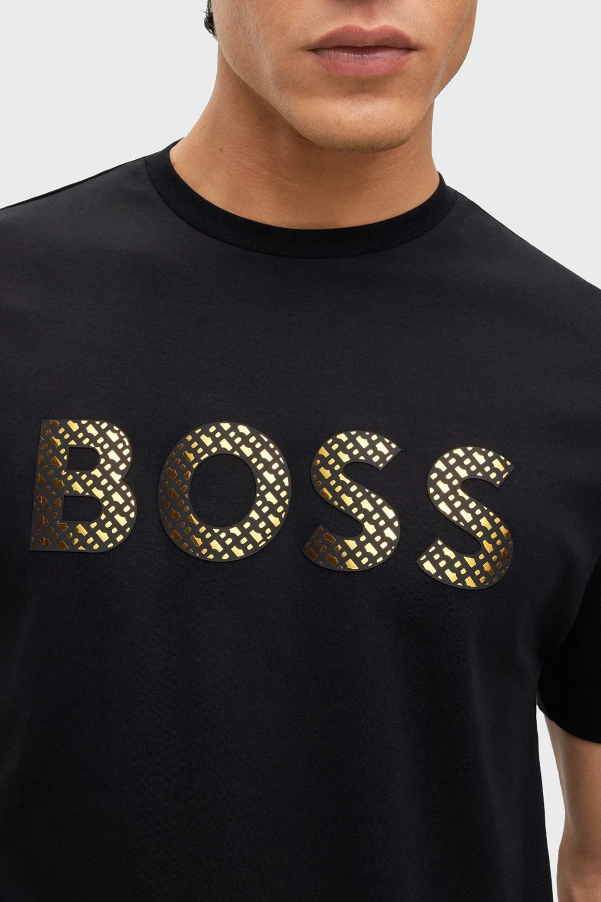 Boss Logolu Bisiklet Yaka % 100 Pamuk Regular Fit Erkek T Shirt 50481590 001 SİYAH - 3