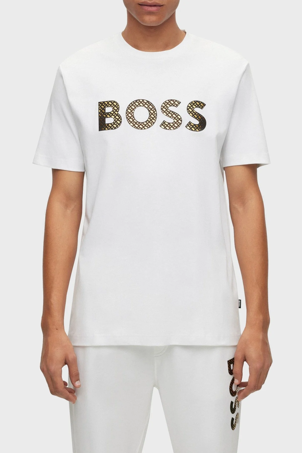 Boss Logolu Bisiklet Yaka % 100 Pamuk Regular Fit Erkek T Shirt 50481590 100 BEYAZ - 1