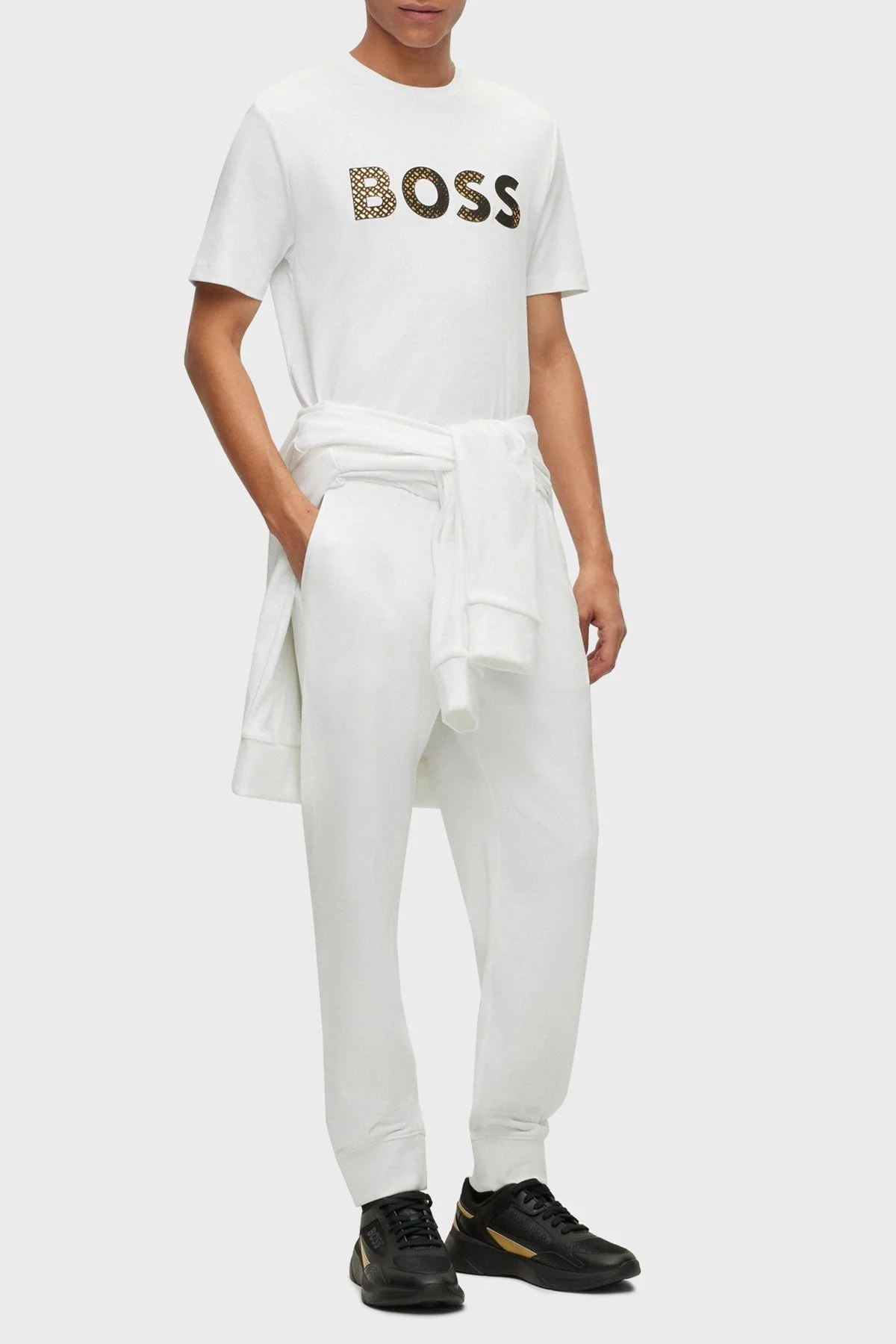 Boss Logolu Bisiklet Yaka % 100 Pamuk Regular Fit Erkek T Shirt 50481590 100 BEYAZ - 2