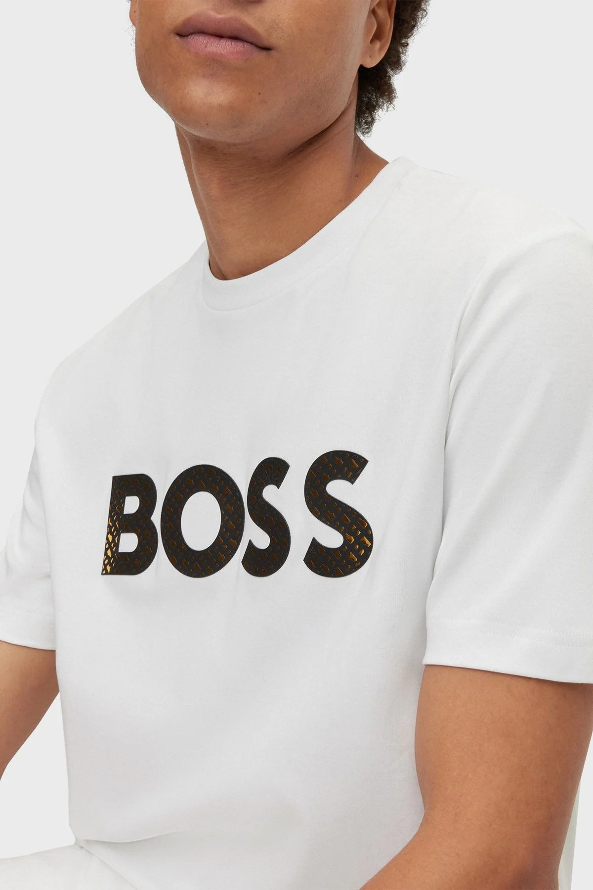 Boss Logolu Bisiklet Yaka % 100 Pamuk Regular Fit Erkek T Shirt 50481590 100 BEYAZ - 4