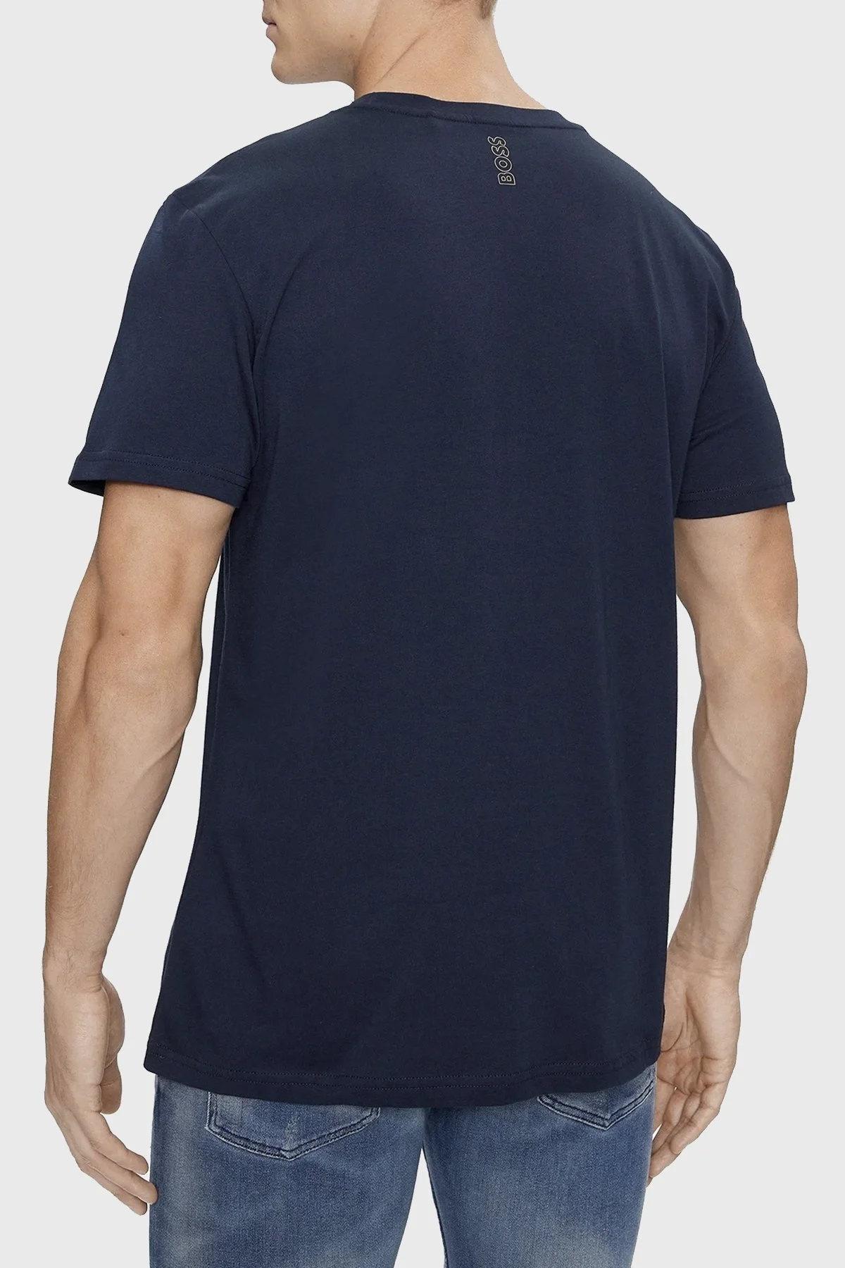 Boss Logolu Bisiklet Yaka % 100 Pamuk Regular Fit Erkek T Shirt 50484328 415 LACİVERT - 3