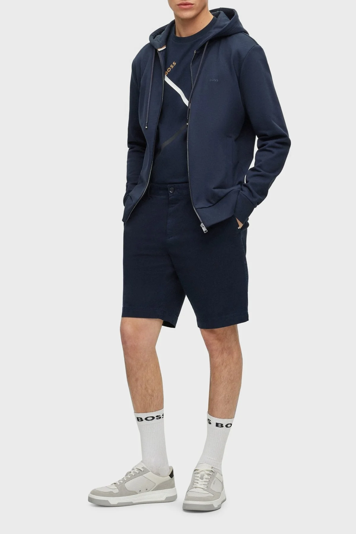 Boss Logolu Bisiklet Yaka % 100 Pamuk Regular Fit Erkek T Shirt 50486211 404 LACİVERT - 2