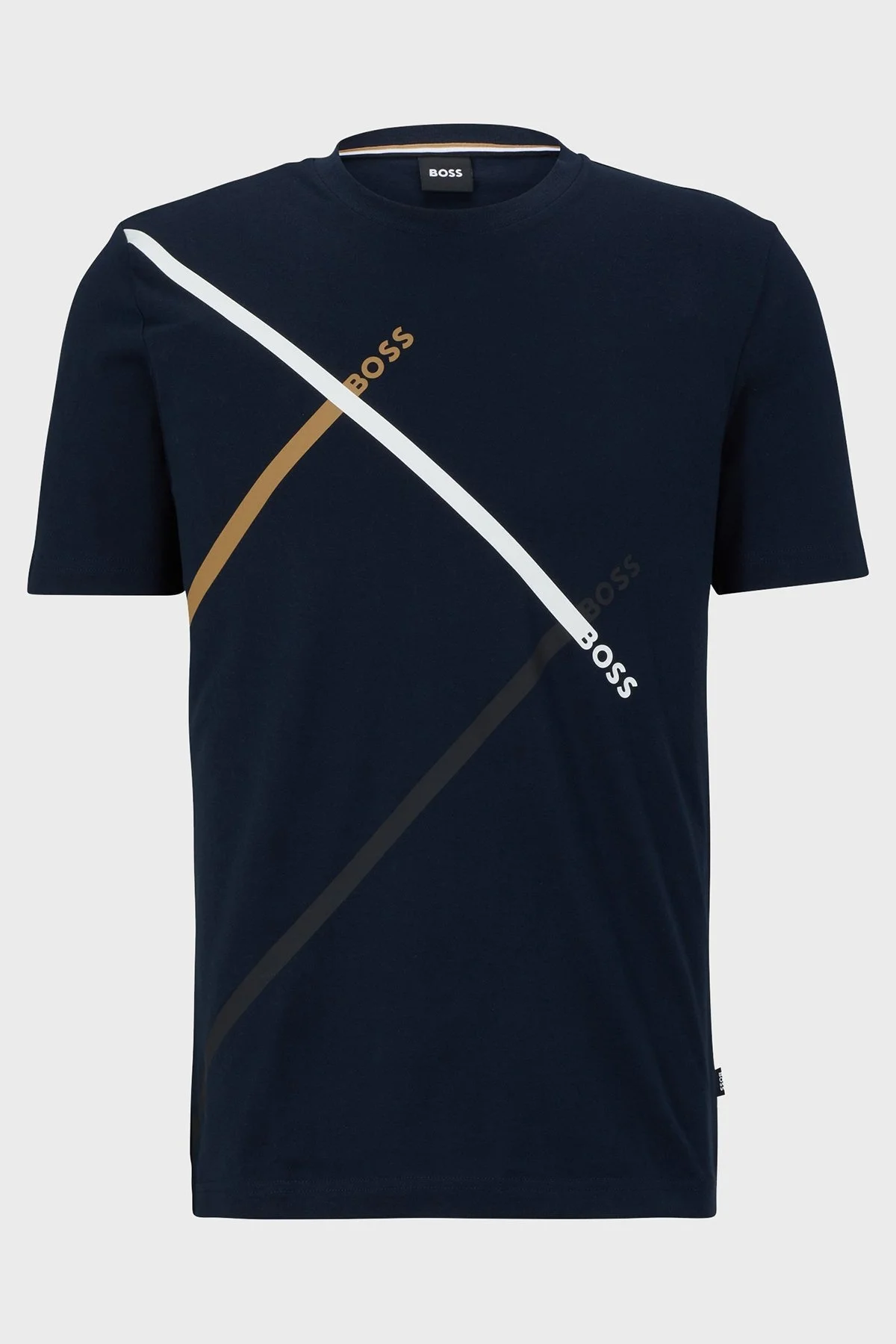 Boss Logolu Bisiklet Yaka % 100 Pamuk Regular Fit Erkek T Shirt 50486211 404 LACİVERT - 5