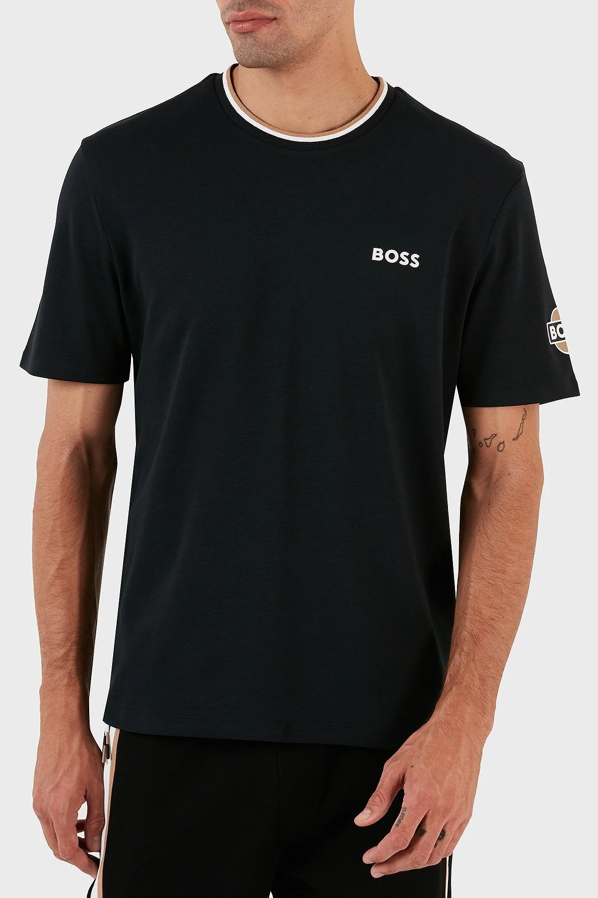 Boss Logolu Bisiklet Yaka % 100 Pamuk Regular Fit Erkek T Shirt 50496114 001 SİYAH - 5