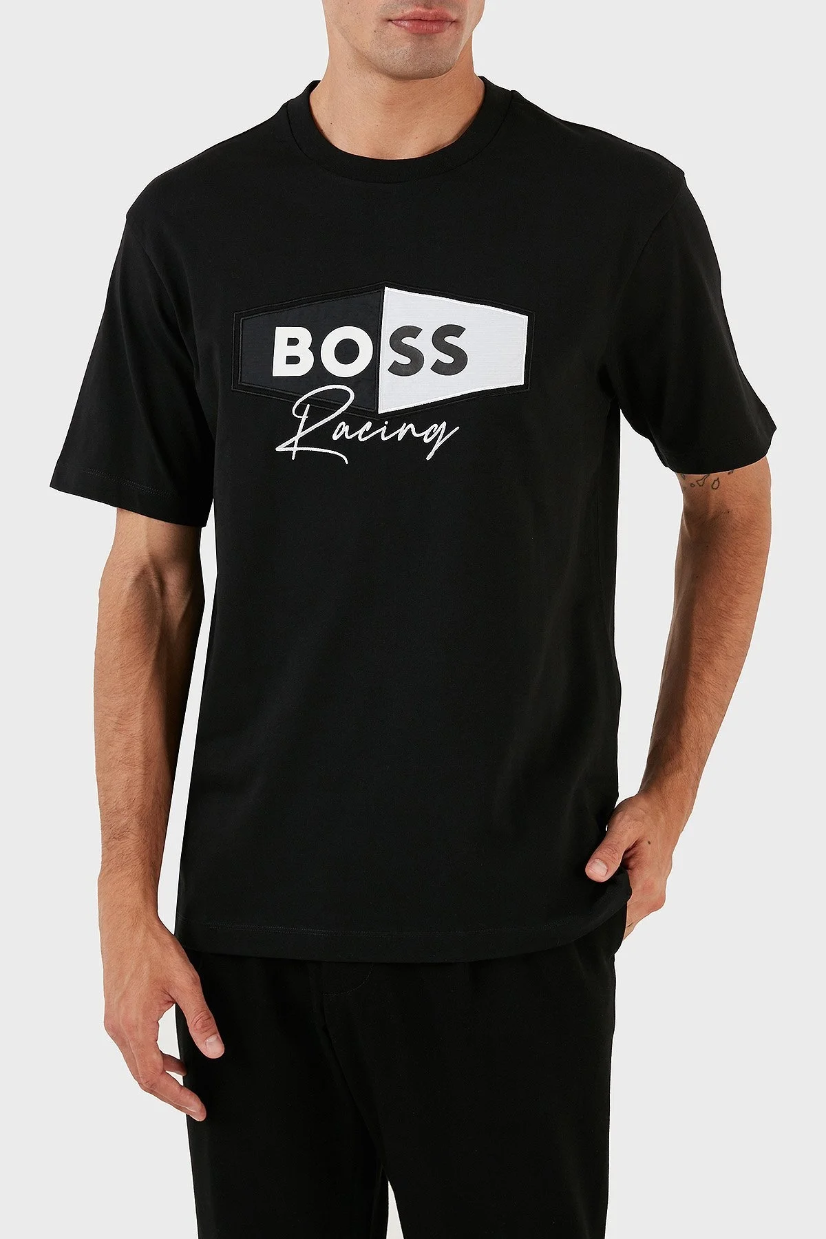 Boss Logolu Bisiklet Yaka % 100 Pamuk Regular Fit Erkek T Shirt 50496223 001 SİYAH - 3
