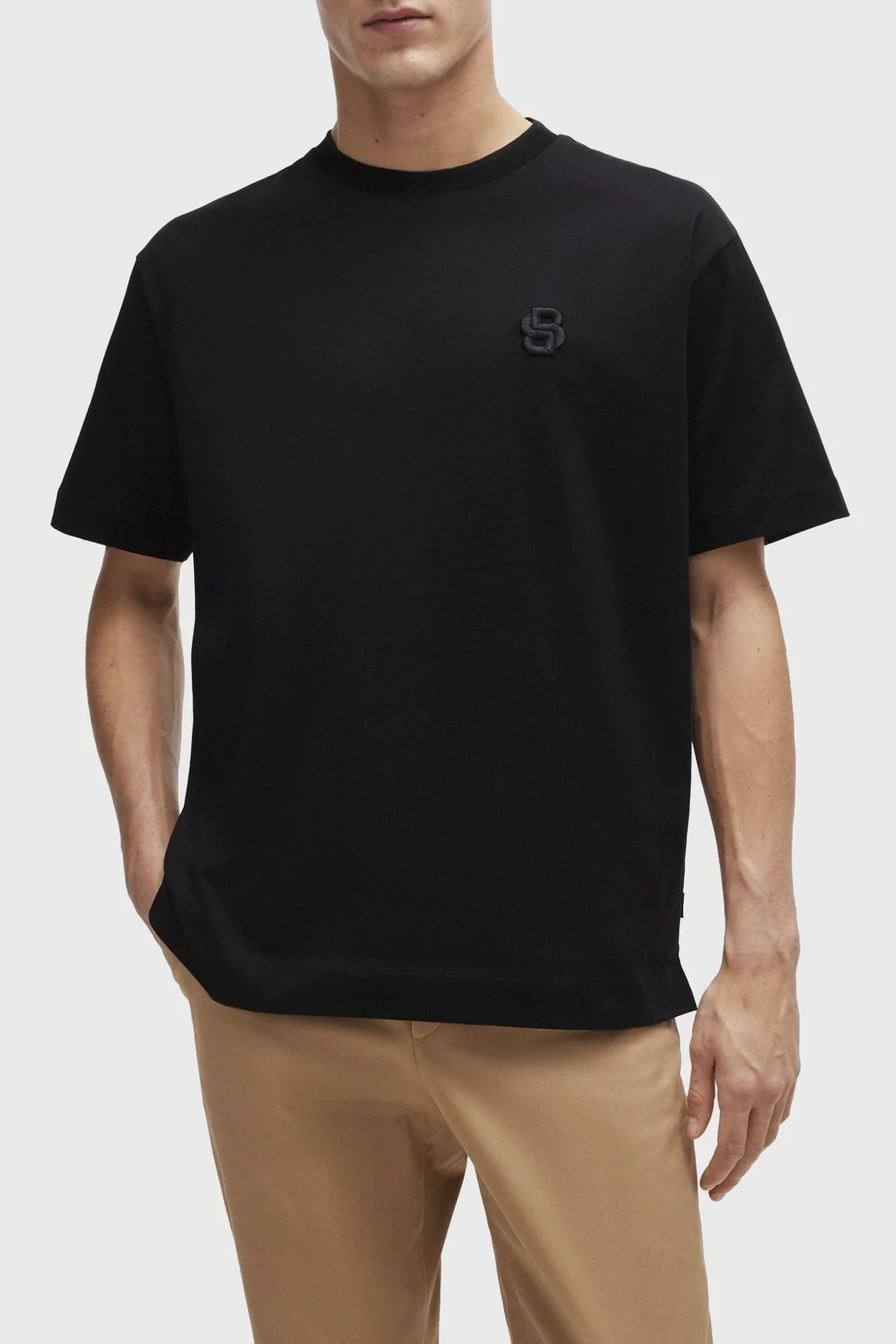 Boss Logolu Bisiklet Yaka Pamuklu Oversize Erkek T Shirt 50516951 001 SİYAH - 1
