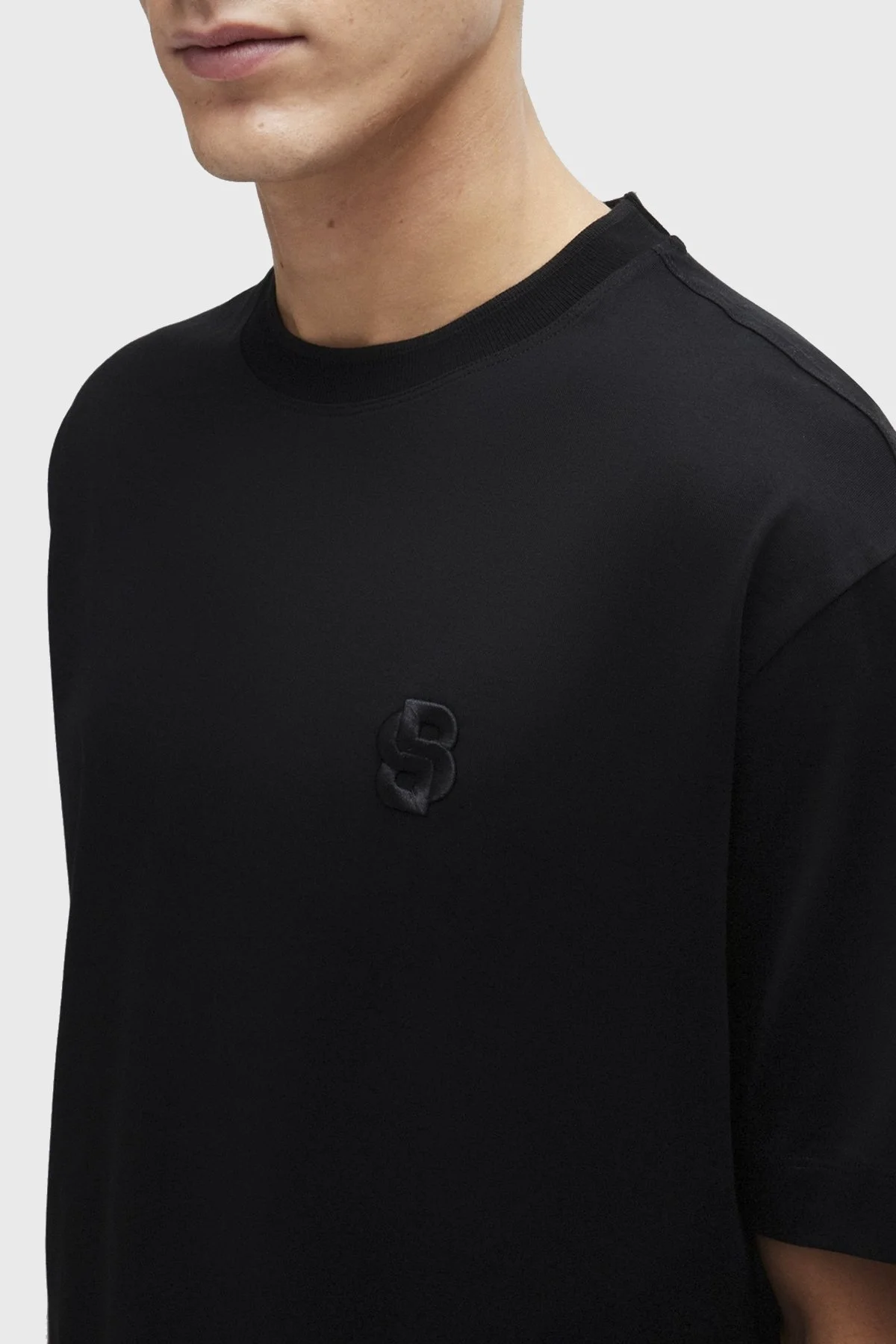 Boss Logolu Bisiklet Yaka Pamuklu Oversize Erkek T Shirt 50516951 001 SİYAH - 2