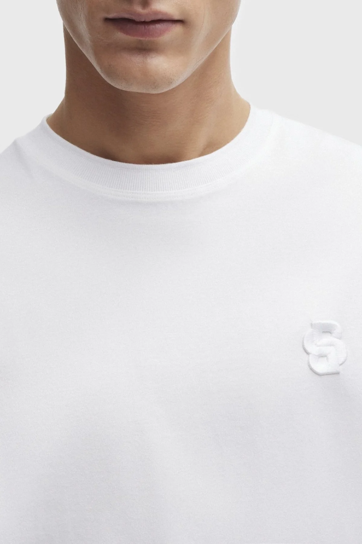 Boss Logolu Bisiklet Yaka Pamuklu Oversize Erkek T Shirt 50516951 100 BEYAZ - 2