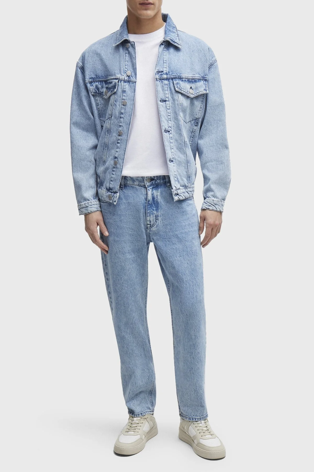 Boss Logolu Bisiklet Yaka Pamuklu Oversize Erkek T Shirt 50516951 100 BEYAZ - 3