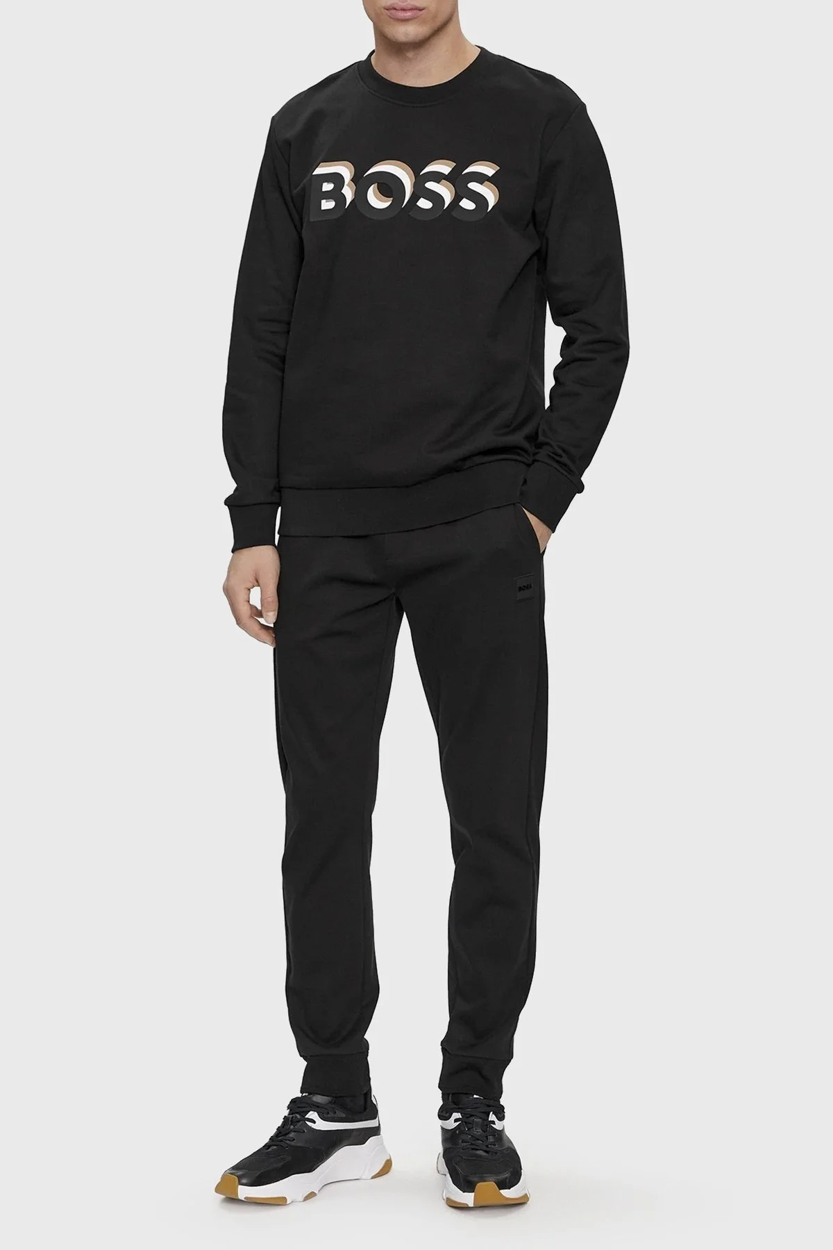 Boss Logolu Bisiklet Yaka Pamuklu Relaxed Fit Erkek Sweat 50507939 001 SİYAH - 3