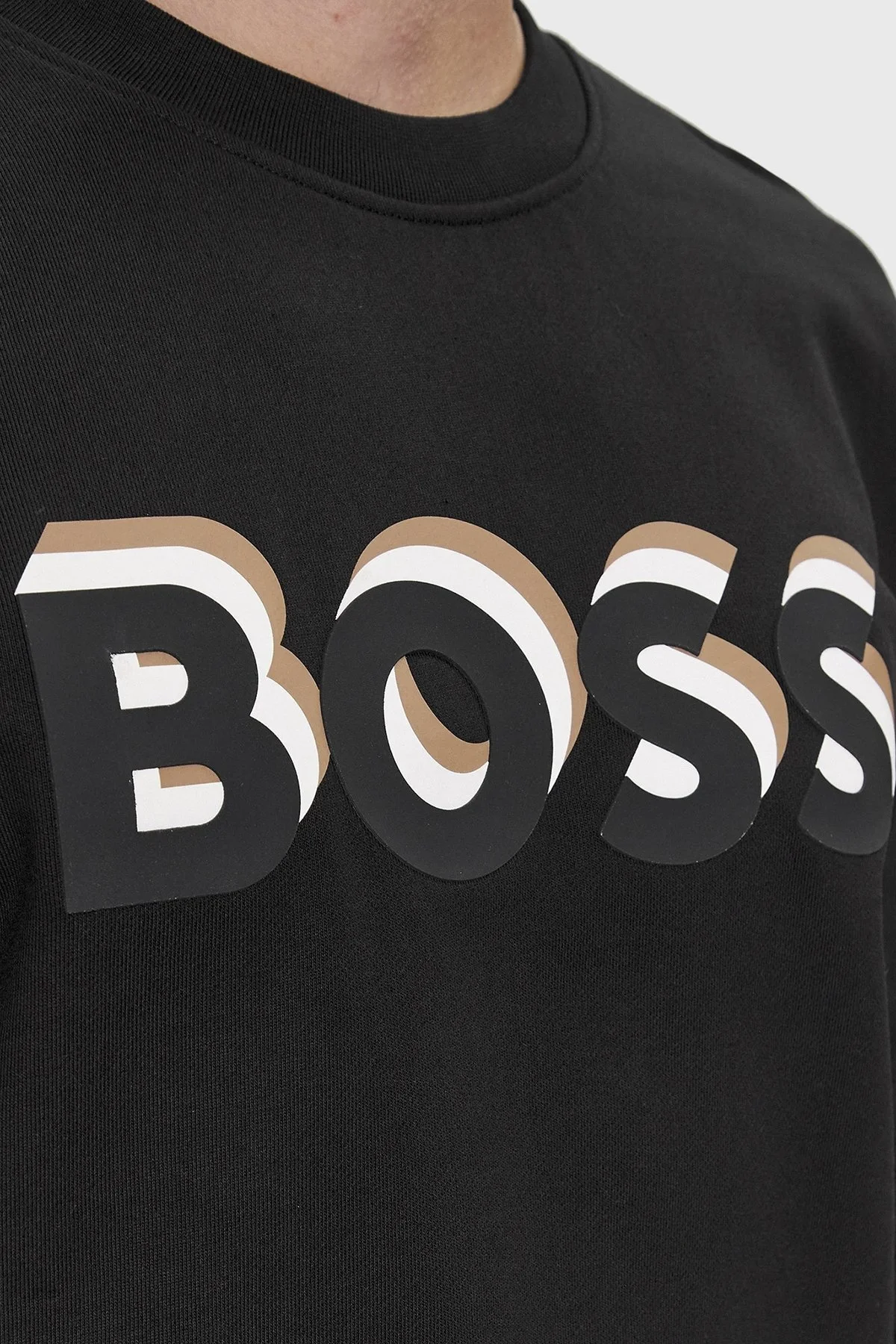 Boss Logolu Bisiklet Yaka Pamuklu Relaxed Fit Erkek Sweat 50507939 001 SİYAH - 4