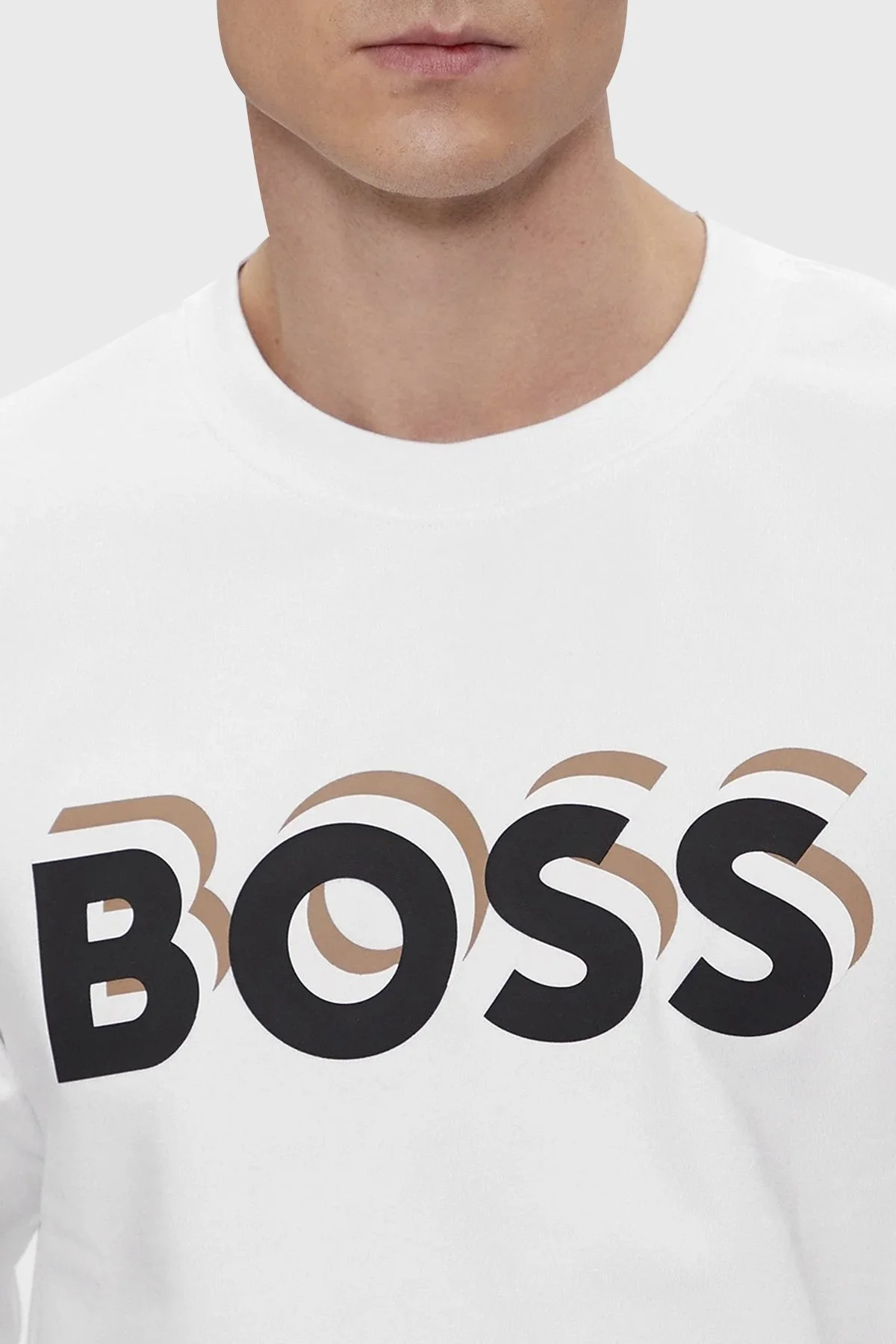 Boss Logolu Bisiklet Yaka Pamuklu Relaxed Fit Erkek Sweat 50507939 100 BEYAZ - 4