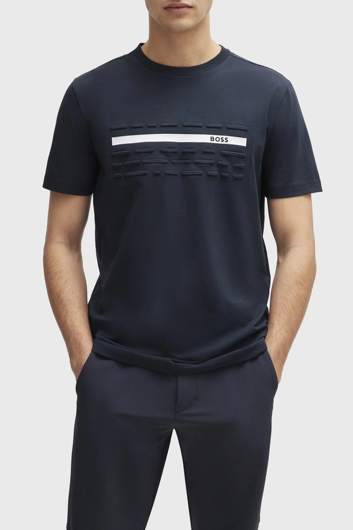 Boss Logolu Bisiklet Yaka Regular Fit Pamuklu Erkek T Shirt 50513010 402 LACİVERT - 1