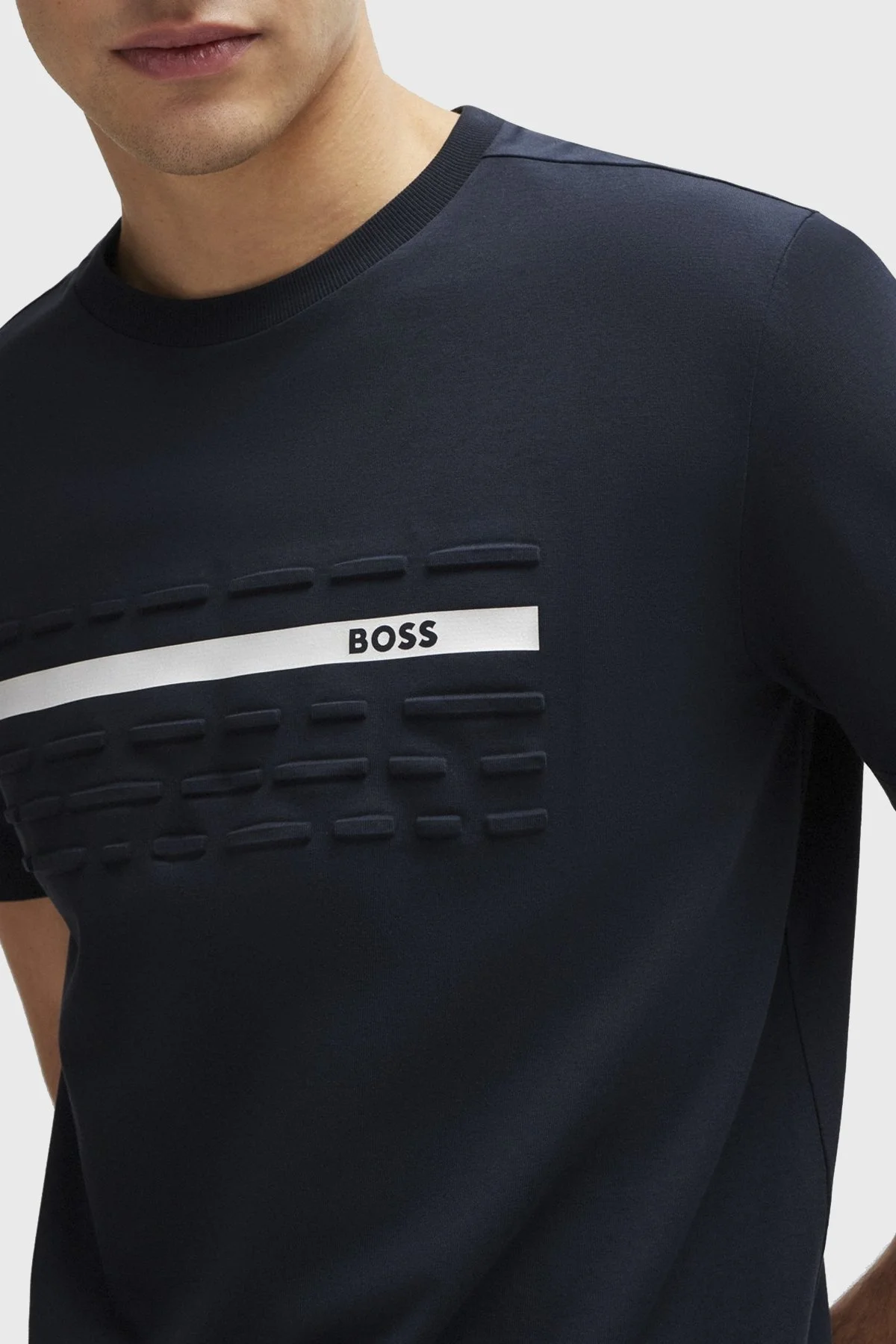 Boss Logolu Bisiklet Yaka Regular Fit Pamuklu Erkek T Shirt 50513010 402 LACİVERT - 2