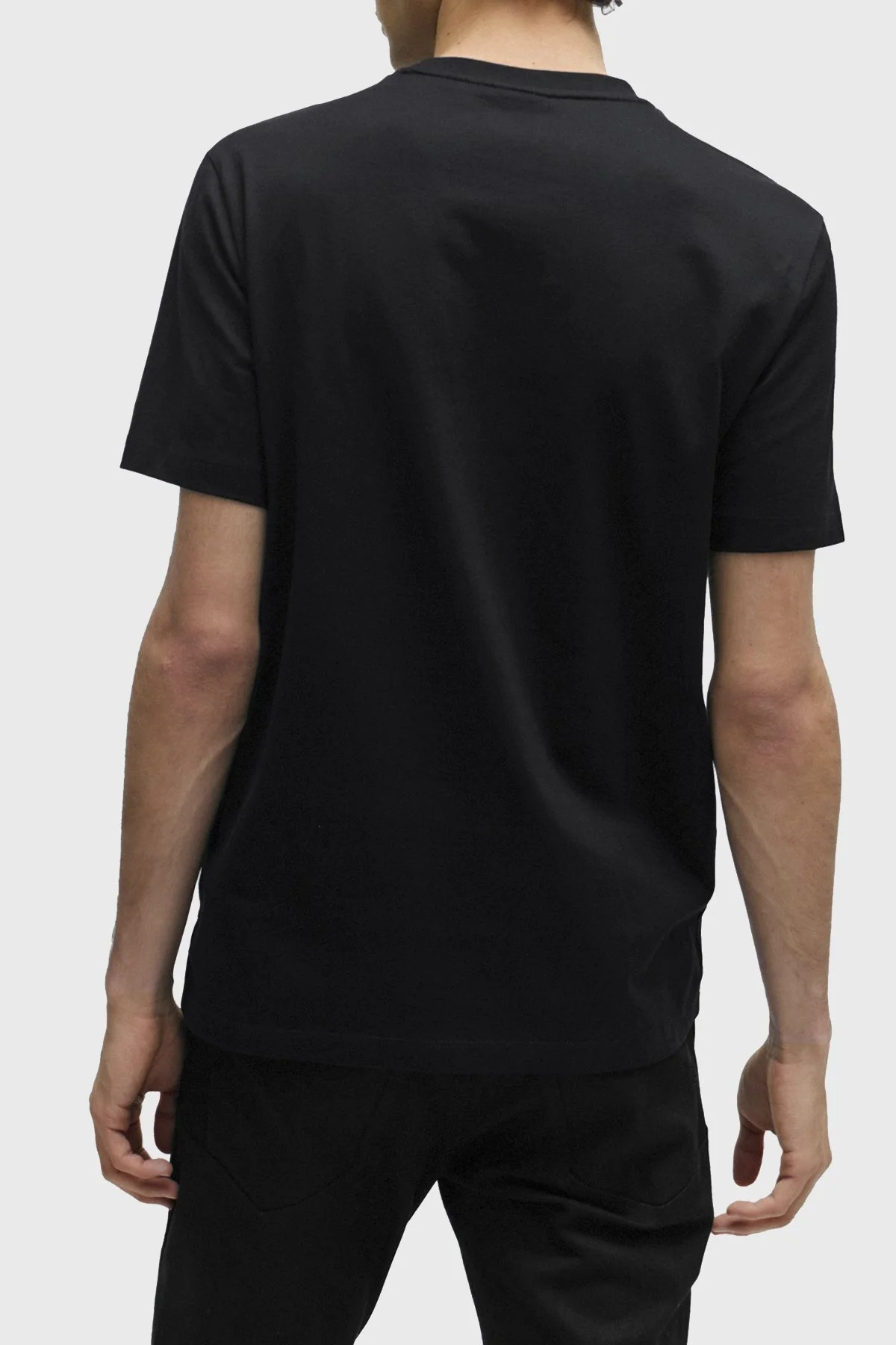Boss Logolu Bisiklet Yaka Regular Fit Pamuklu Jarse Erkek T Shirt 50506923 001 SİYAH - 4
