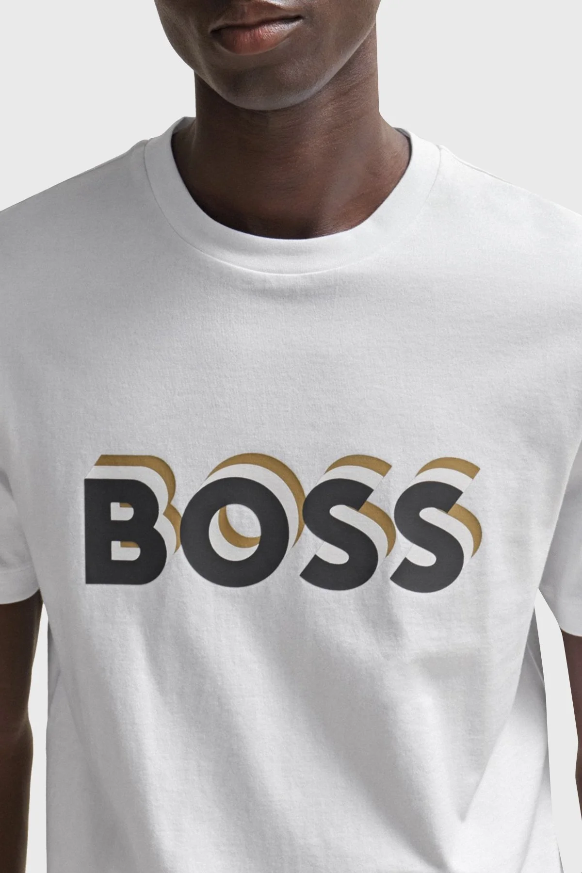 Boss Logolu Bisiklet Yaka Regular Fit Pamuklu Jarse Erkek T Shirt 50506923 100 BEYAZ - 2