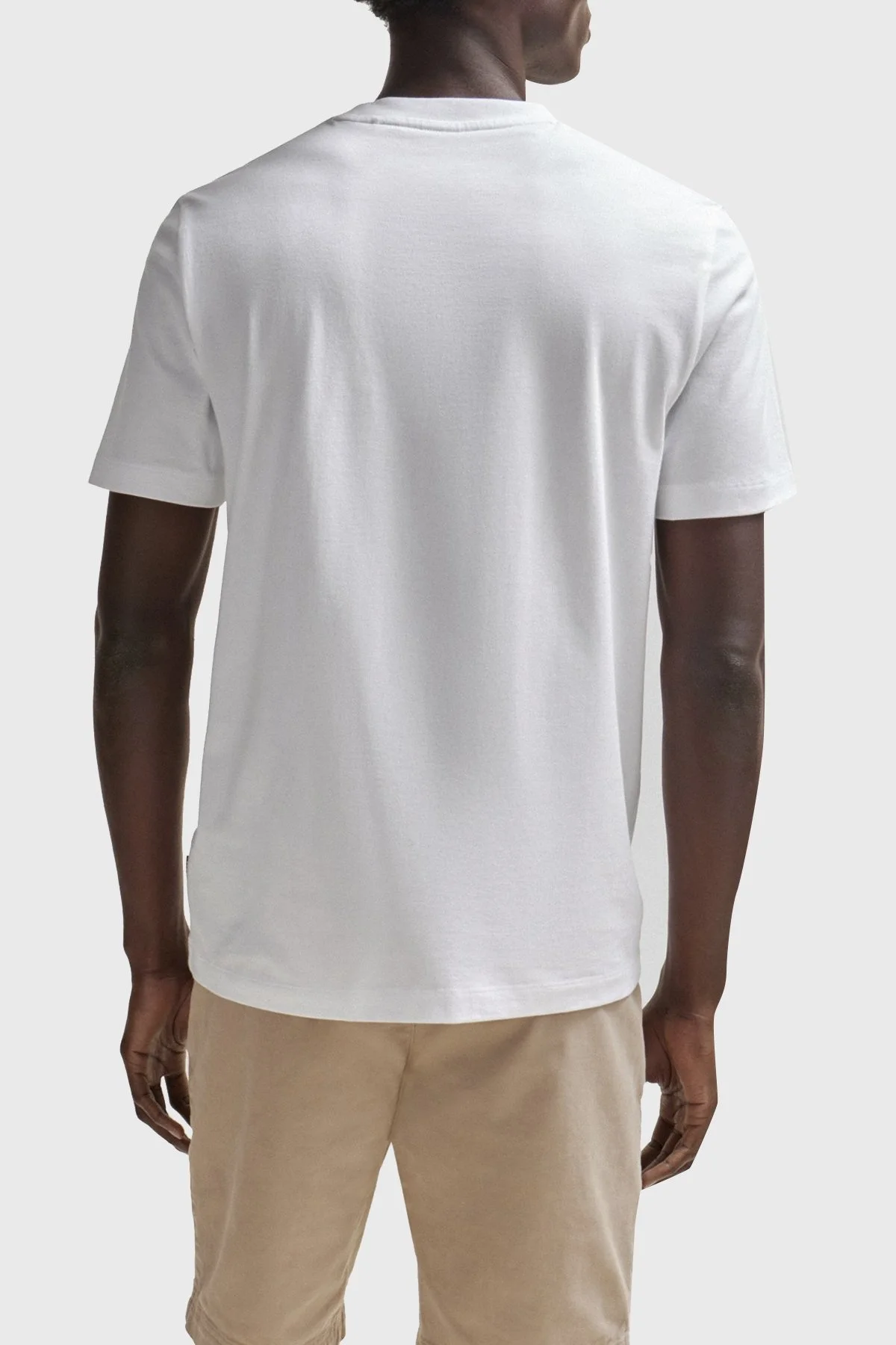 Boss Logolu Bisiklet Yaka Regular Fit Pamuklu Jarse Erkek T Shirt 50506923 100 BEYAZ - 4