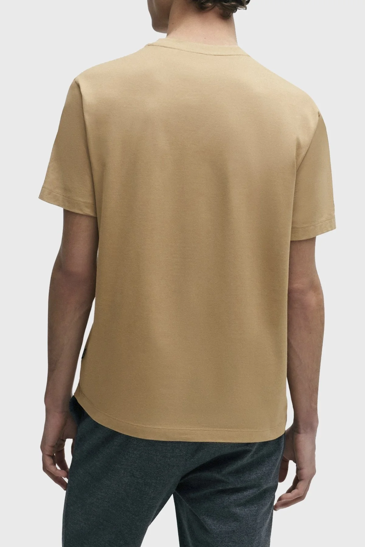 Boss Logolu Bisiklet Yaka Regular Fit Pamuklu Jarse Erkek T Shirt 50506923 260 KAHVE - 4