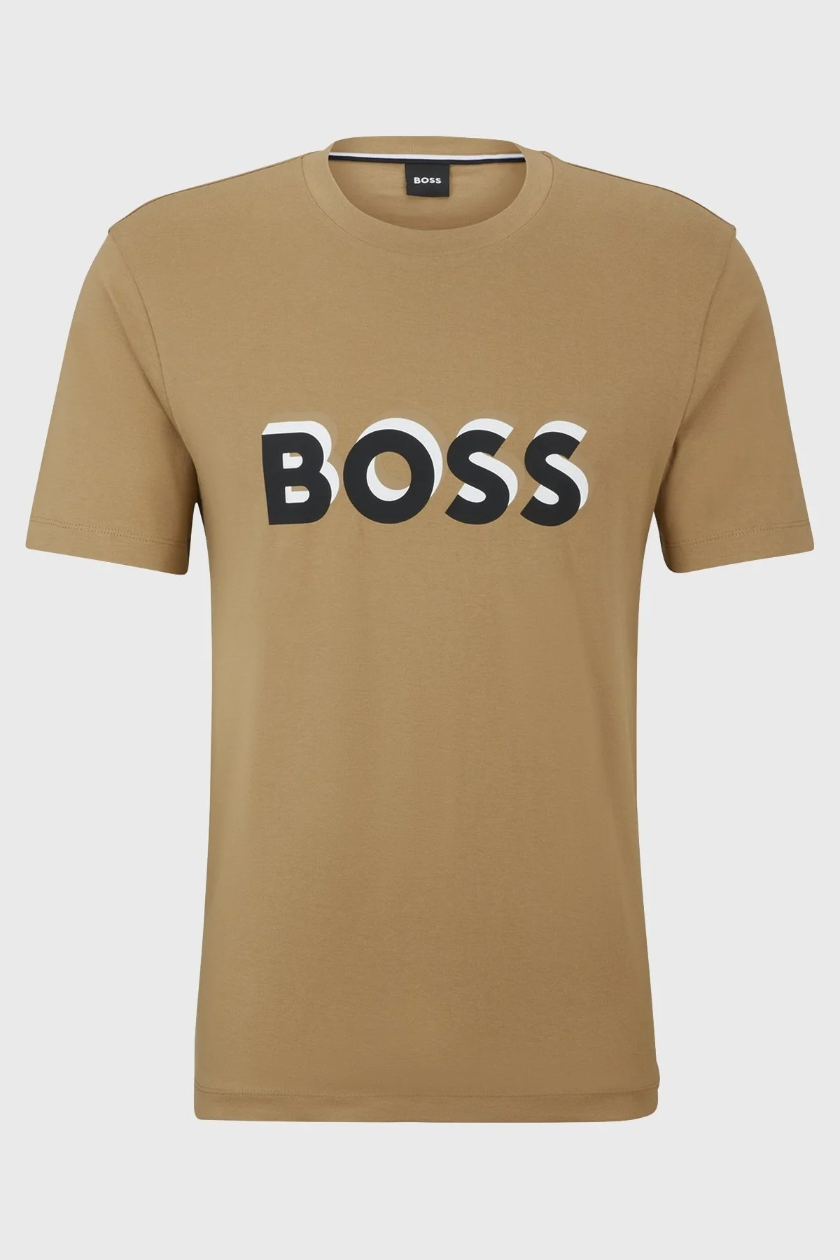 Boss Logolu Bisiklet Yaka Regular Fit Pamuklu Jarse Erkek T Shirt 50506923 260 KAHVE - 5