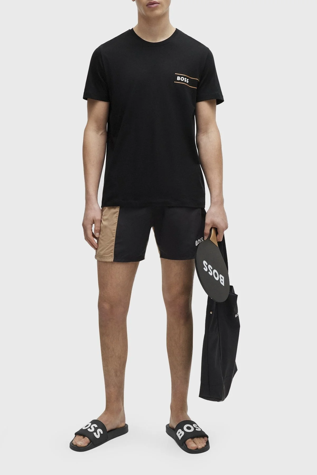 Boss Logolu Bisiklet Yaka Regular Fit Pamuklu Jarse Erkek T Shirt 50508744 001 SİYAH - 3