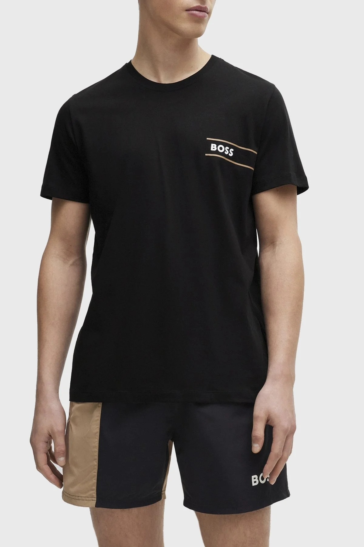 Boss Logolu Bisiklet Yaka Regular Fit Pamuklu Jarse Erkek T Shirt 50508744 001 SİYAH - 6