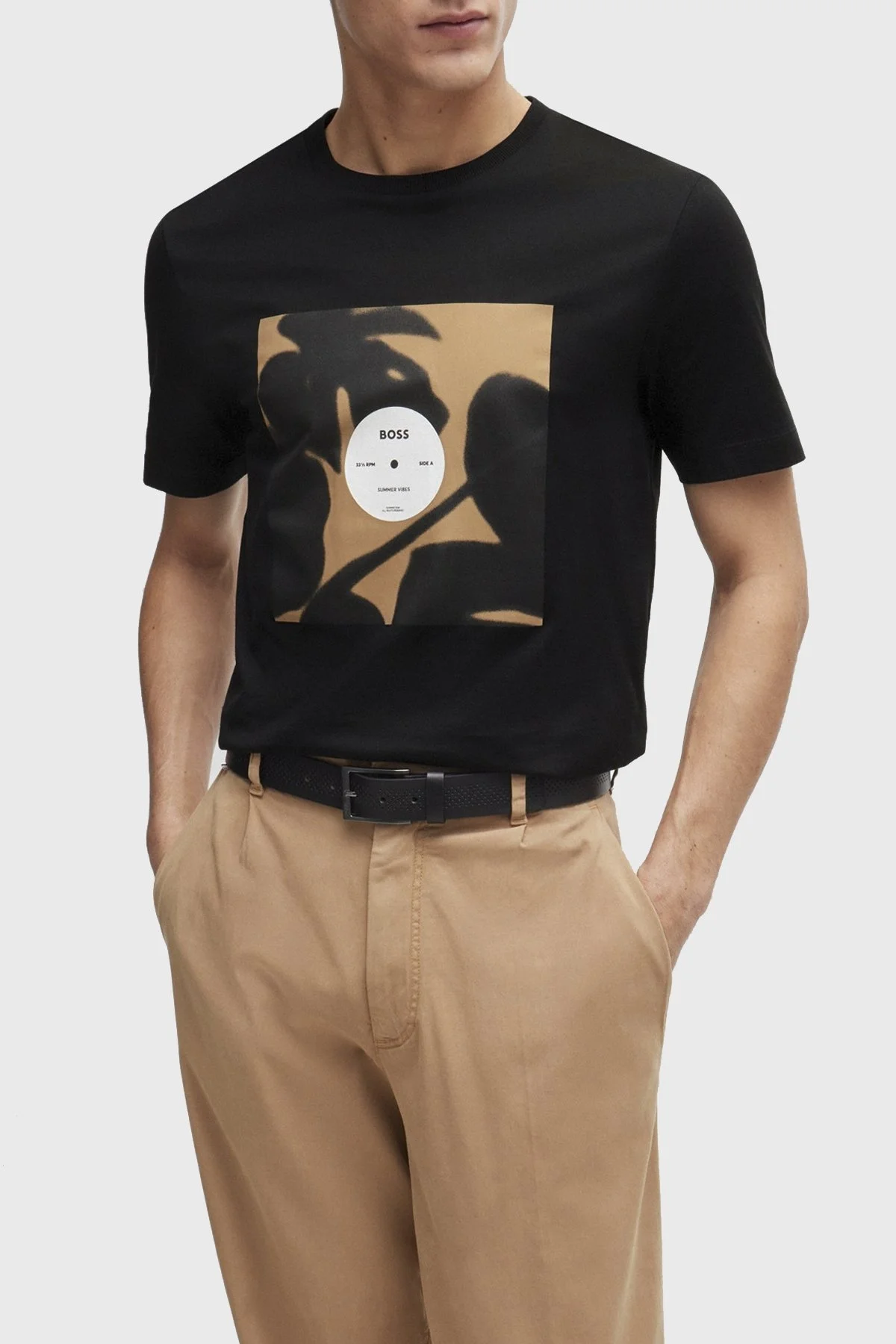 Boss Logolu Bisiklet Yaka Regular Fit Pamuklu Jarse Erkek T Shirt 50512132 001 SİYAH - 1