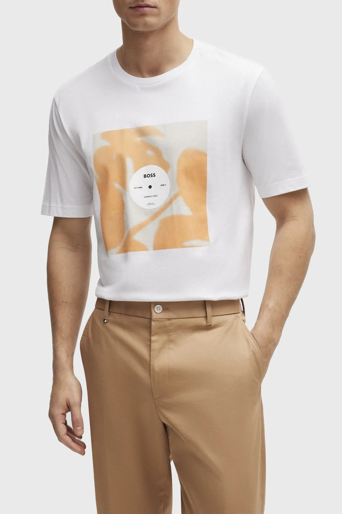 Boss Logolu Bisiklet Yaka Regular Fit Pamuklu Jarse Erkek T Shirt 50512132 101 BEYAZ - 1