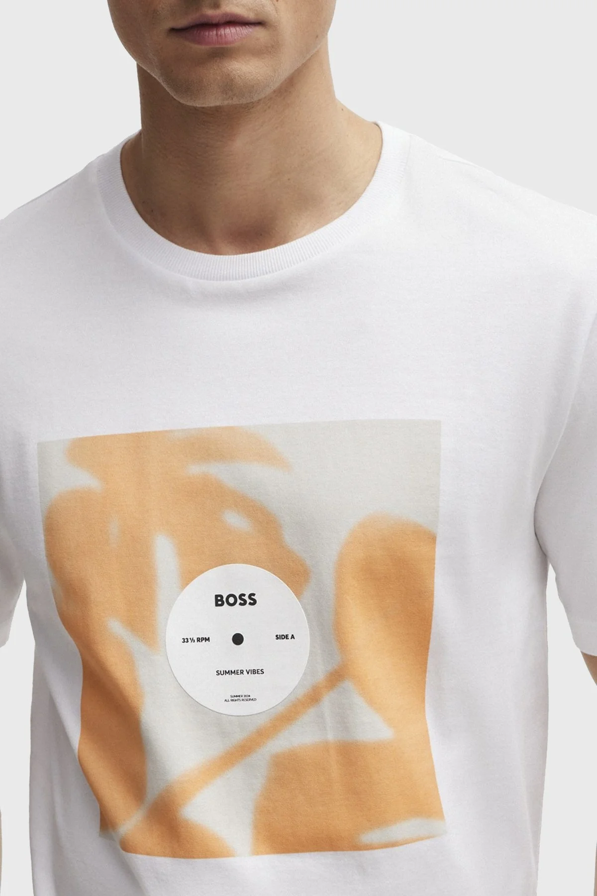 Boss Logolu Bisiklet Yaka Regular Fit Pamuklu Jarse Erkek T Shirt 50512132 101 BEYAZ - 3