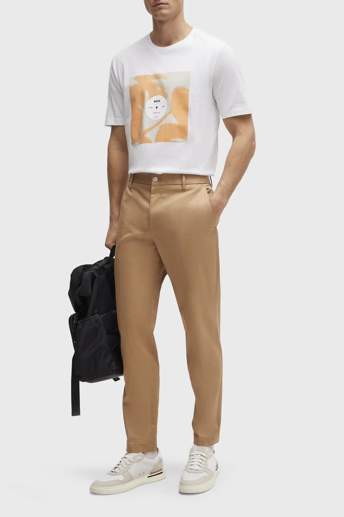 Boss Logolu Bisiklet Yaka Regular Fit Pamuklu Jarse Erkek T Shirt 50512132 101 BEYAZ - 4