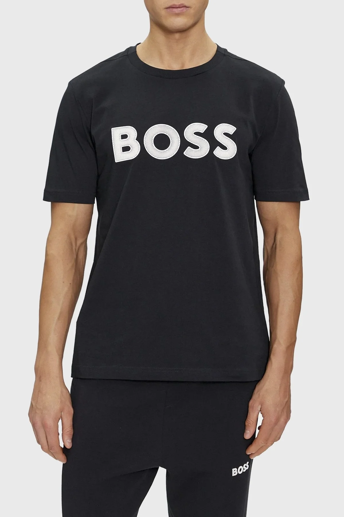 Boss Logolu Bisiklet Yaka Regular Fit Pamuklu Jarse Erkek T Shirt 50512866 402 LACİVERT - 1