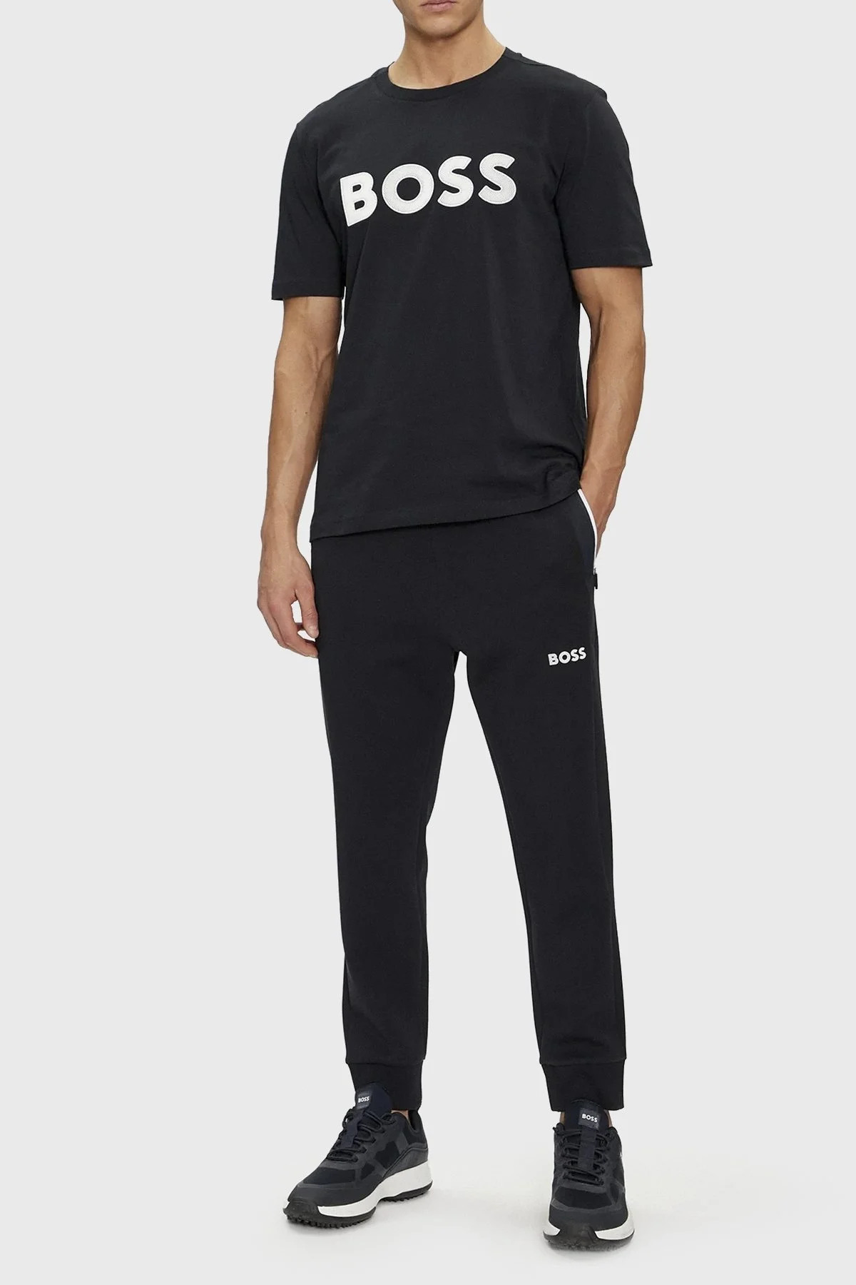 Boss Logolu Bisiklet Yaka Regular Fit Pamuklu Jarse Erkek T Shirt 50512866 402 LACİVERT - 2