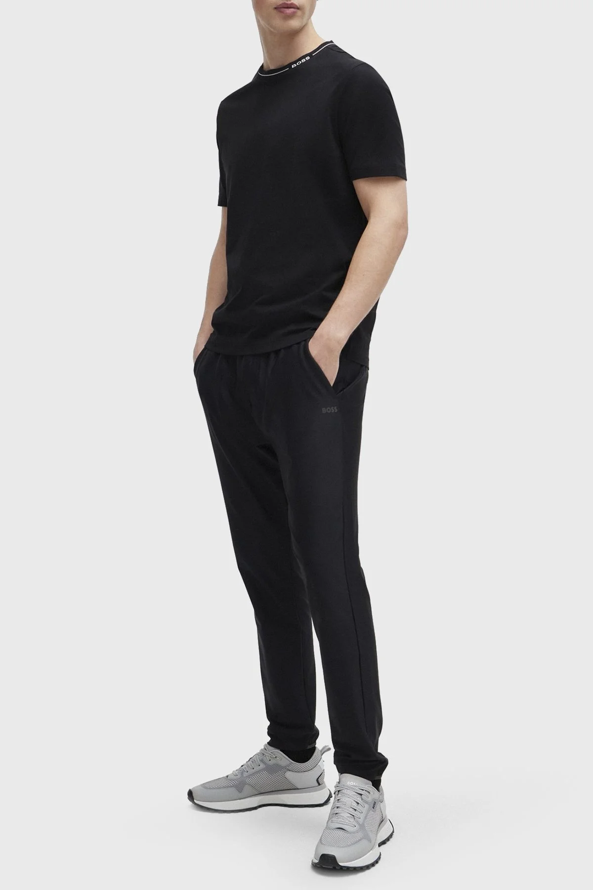 Boss Logolu Bisiklet Yaka Regular Fit Pamuklu Jarse Erkek T Shirt 50512867 001 SİYAH - 3