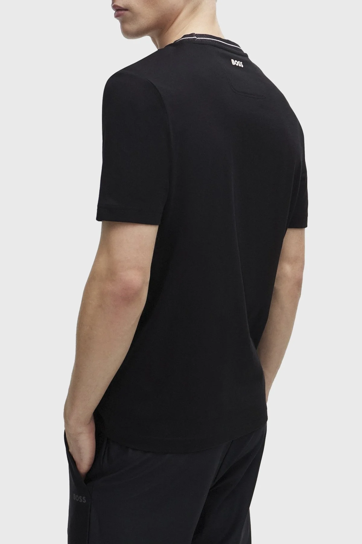 Boss Logolu Bisiklet Yaka Regular Fit Pamuklu Jarse Erkek T Shirt 50512867 001 SİYAH - 4