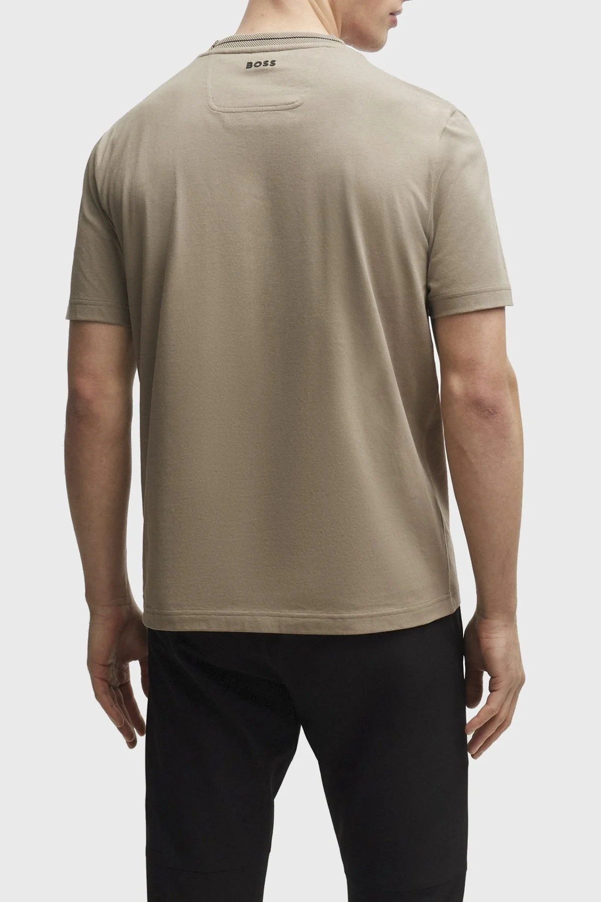 Boss Logolu Bisiklet Yaka Regular Fit Pamuklu Jarse Erkek T Shirt 50512867 334 GRİ - 4