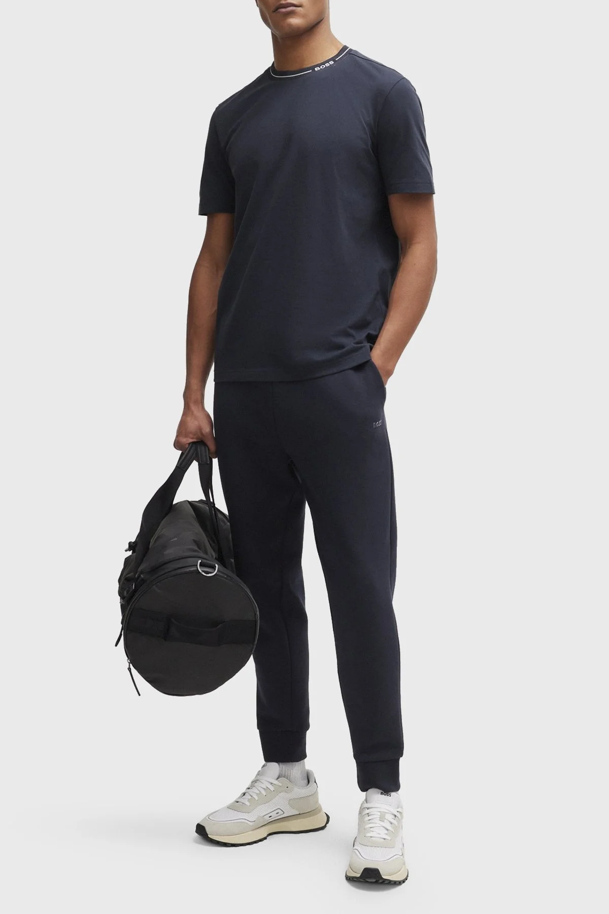 Boss Logolu Bisiklet Yaka Regular Fit Pamuklu Jarse Erkek T Shirt 50512867 402 LACİVERT - 2