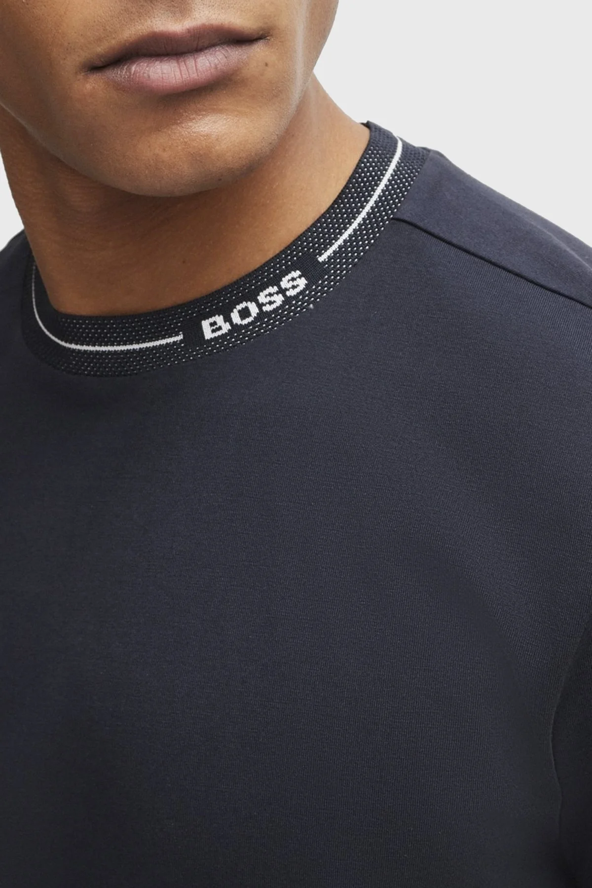 Boss Logolu Bisiklet Yaka Regular Fit Pamuklu Jarse Erkek T Shirt 50512867 402 LACİVERT - 3