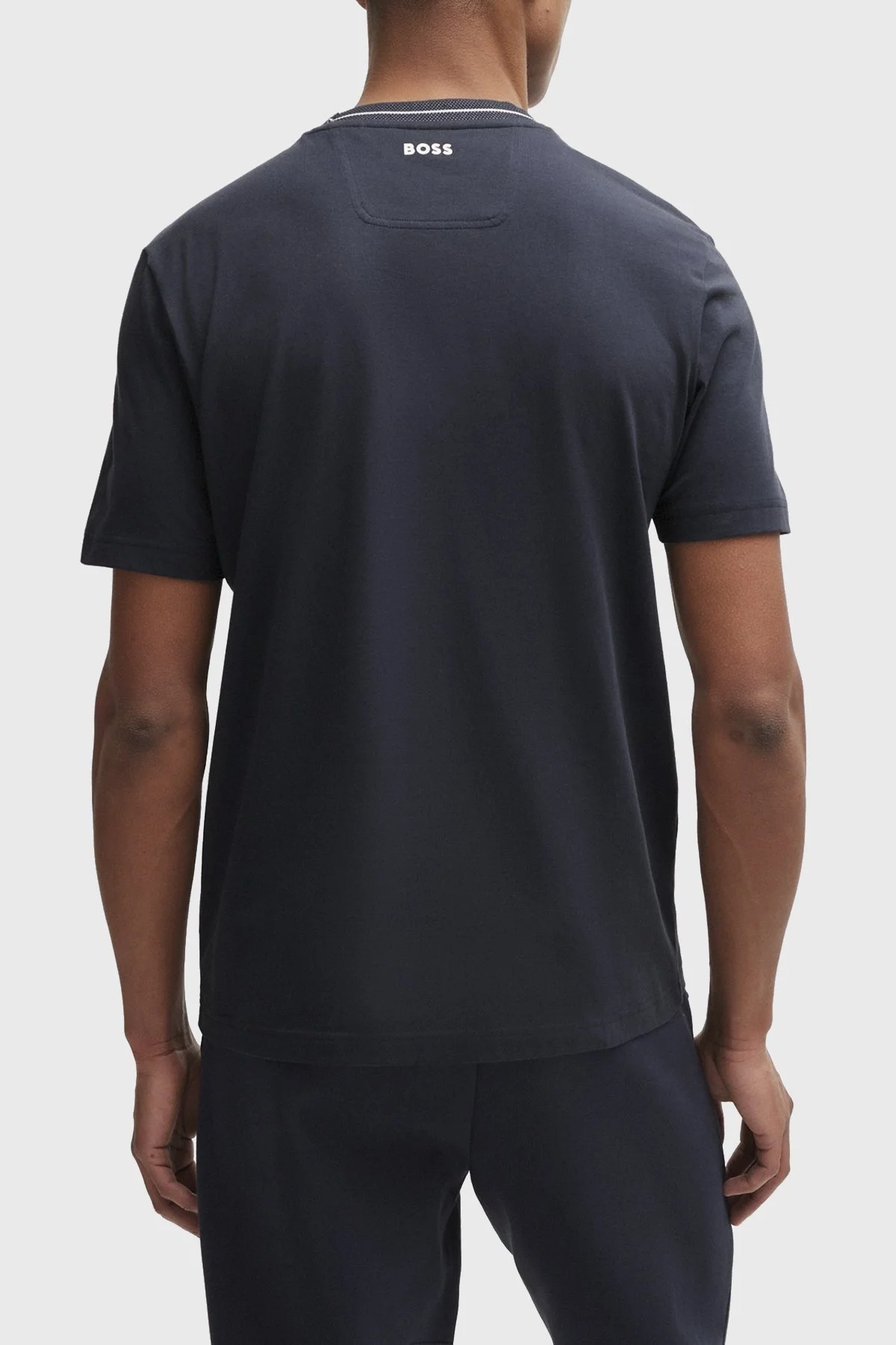 Boss Logolu Bisiklet Yaka Regular Fit Pamuklu Jarse Erkek T Shirt 50512867 402 LACİVERT - 4