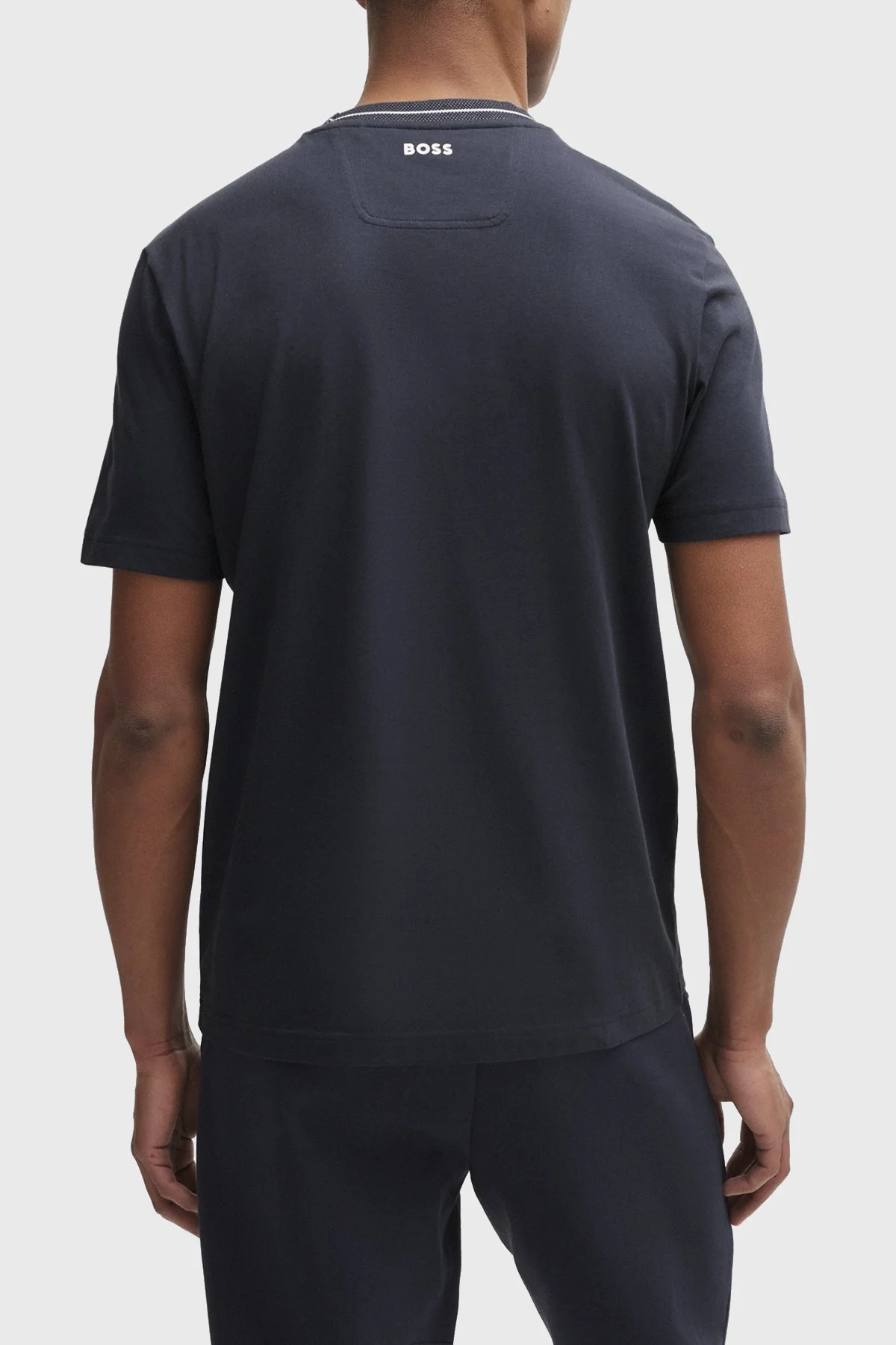 Boss Logolu Bisiklet Yaka Regular Fit Pamuklu Jarse Erkek T Shirt 50512867 402 LACİVERT - 4