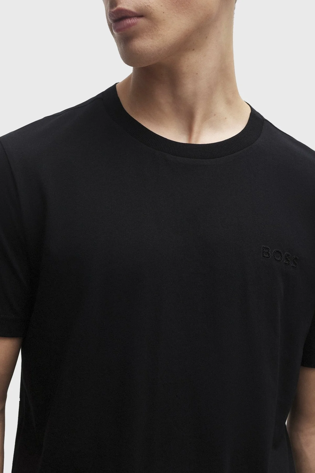 Boss Logolu Bisiklet Yaka Regular Fit Pamuklu Jarse Erkek T Shirt 50515620 001 SİYAH - 2