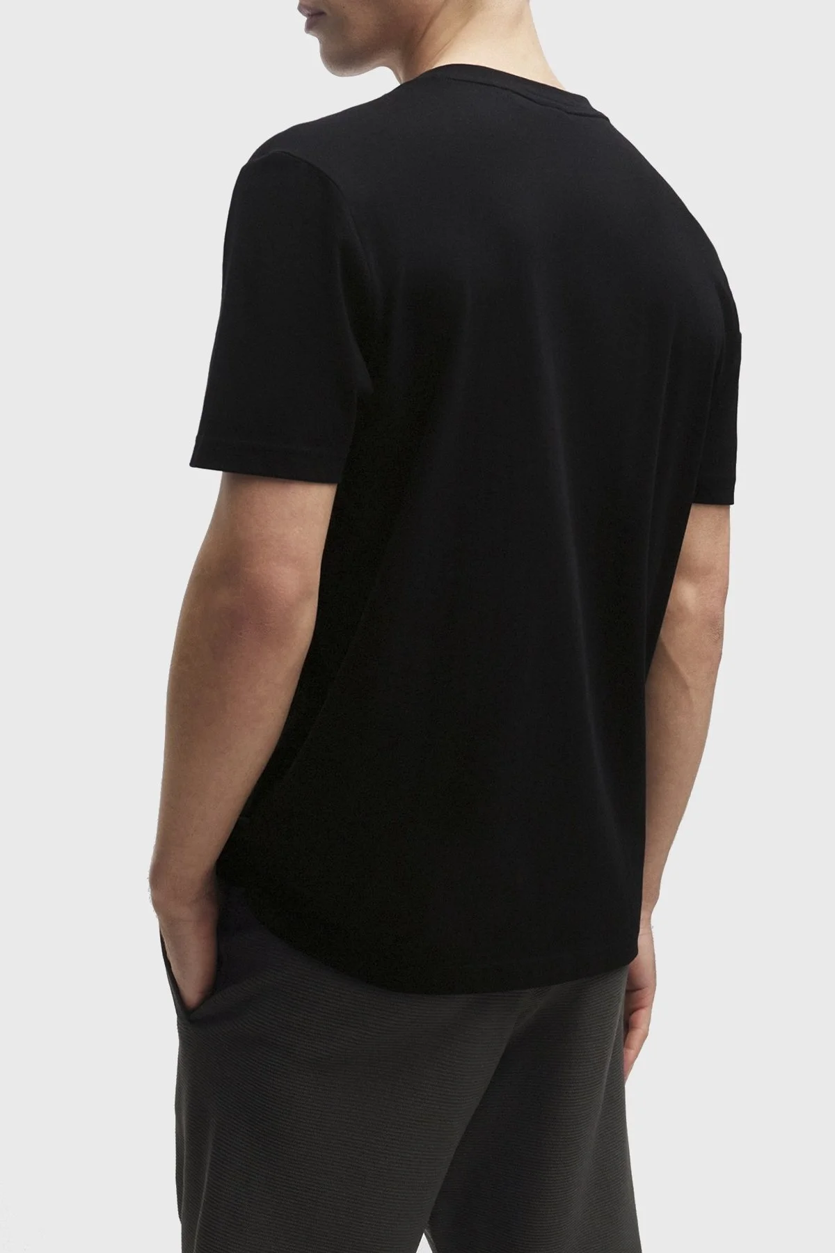 Boss Logolu Bisiklet Yaka Regular Fit Pamuklu Jarse Erkek T Shirt 50515620 001 SİYAH - 4