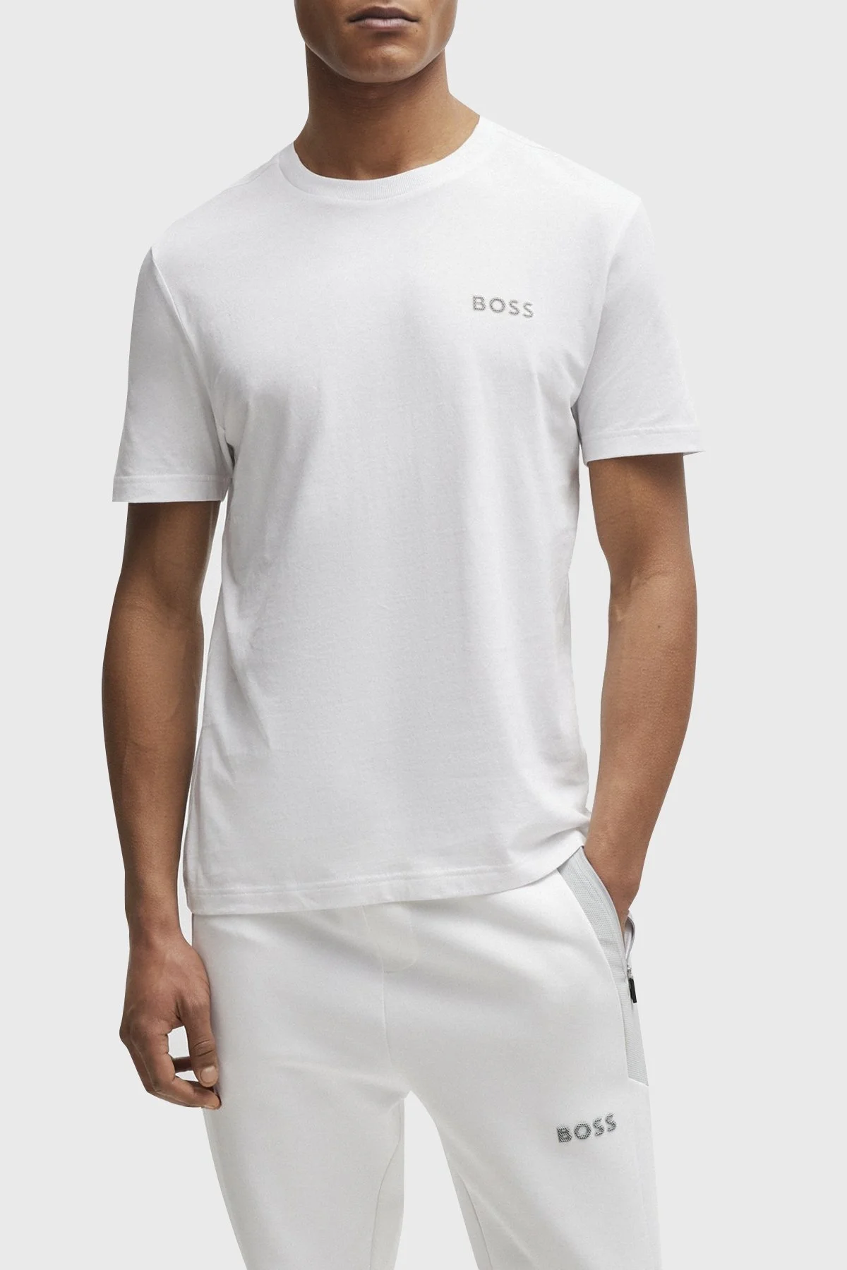 Boss Logolu Bisiklet Yaka Regular Fit Pamuklu Jarse Erkek T Shirt 50515620 100 BEYAZ - 1