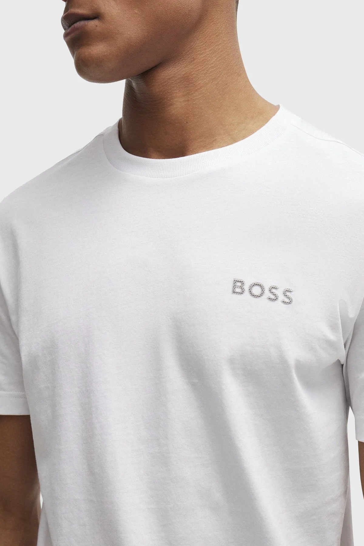 Boss Logolu Bisiklet Yaka Regular Fit Pamuklu Jarse Erkek T Shirt 50515620 100 BEYAZ - 2