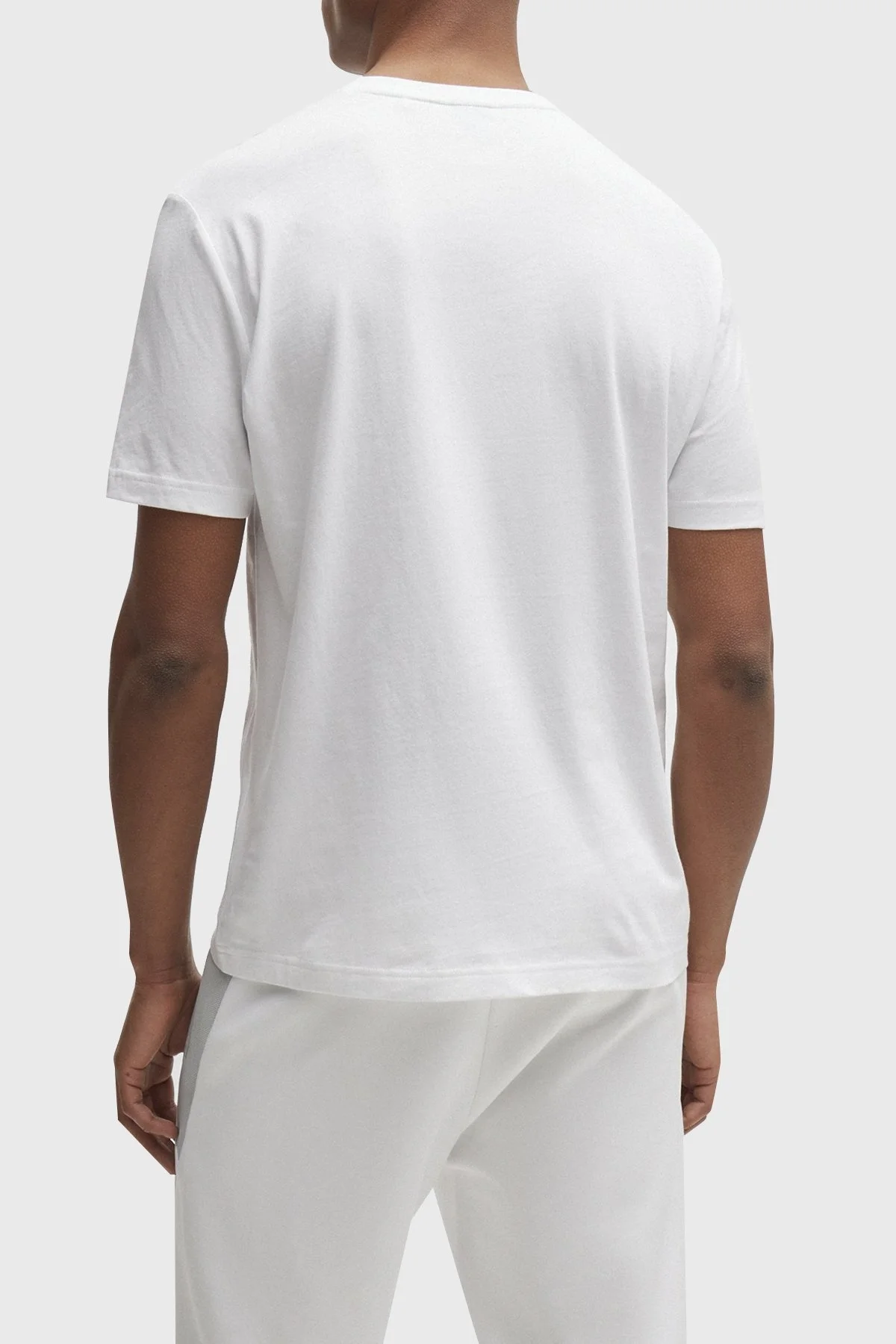 Boss Logolu Bisiklet Yaka Regular Fit Pamuklu Jarse Erkek T Shirt 50515620 100 BEYAZ - 4