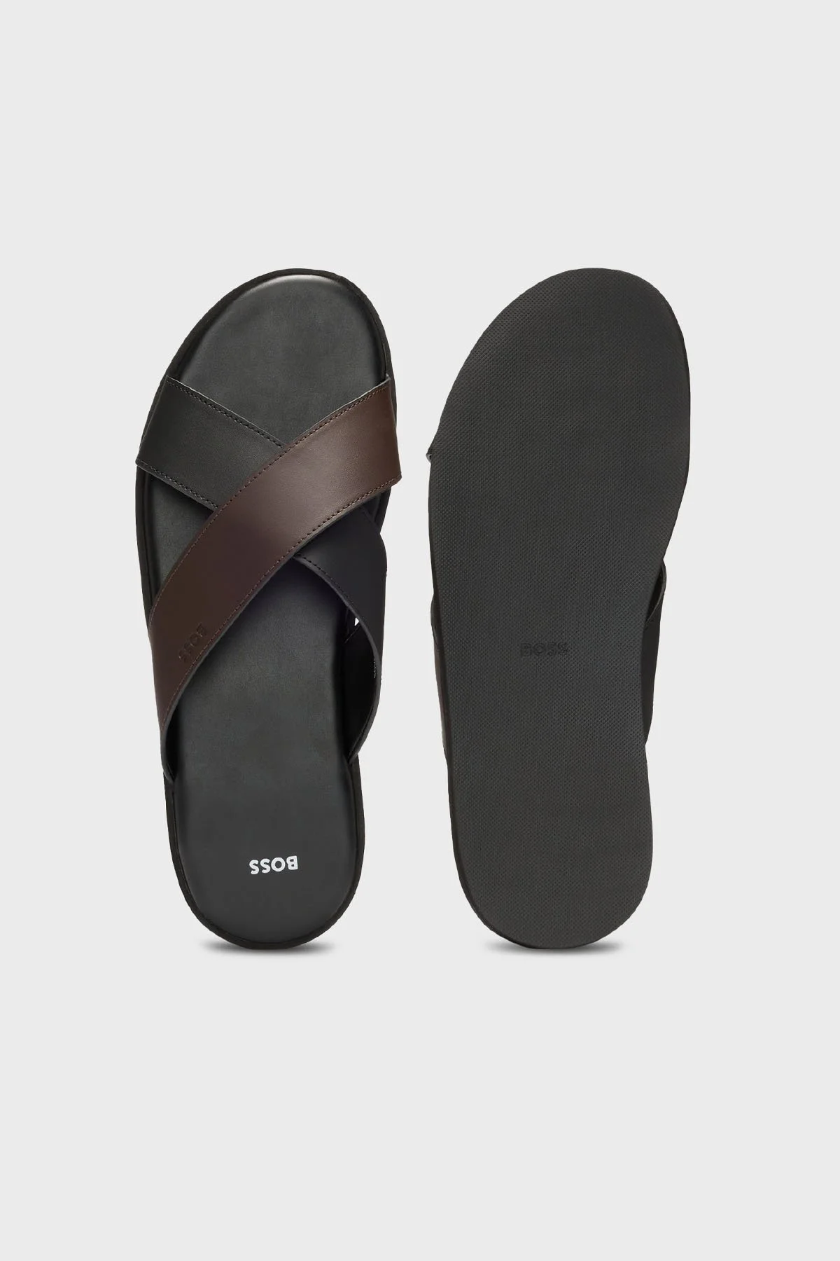 Boss Logolu Çapraz Bant Detaylı Erkek Terlik 50541774 002 SİYAH - 5