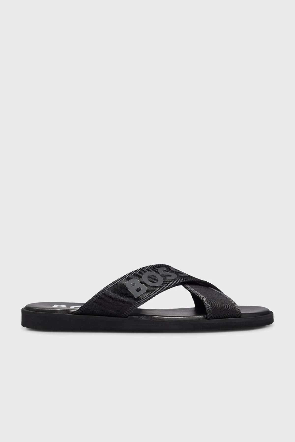 Boss Logolu Çapraz Bantlı Erkek Terlik 50493107 001 SİYAH - 1