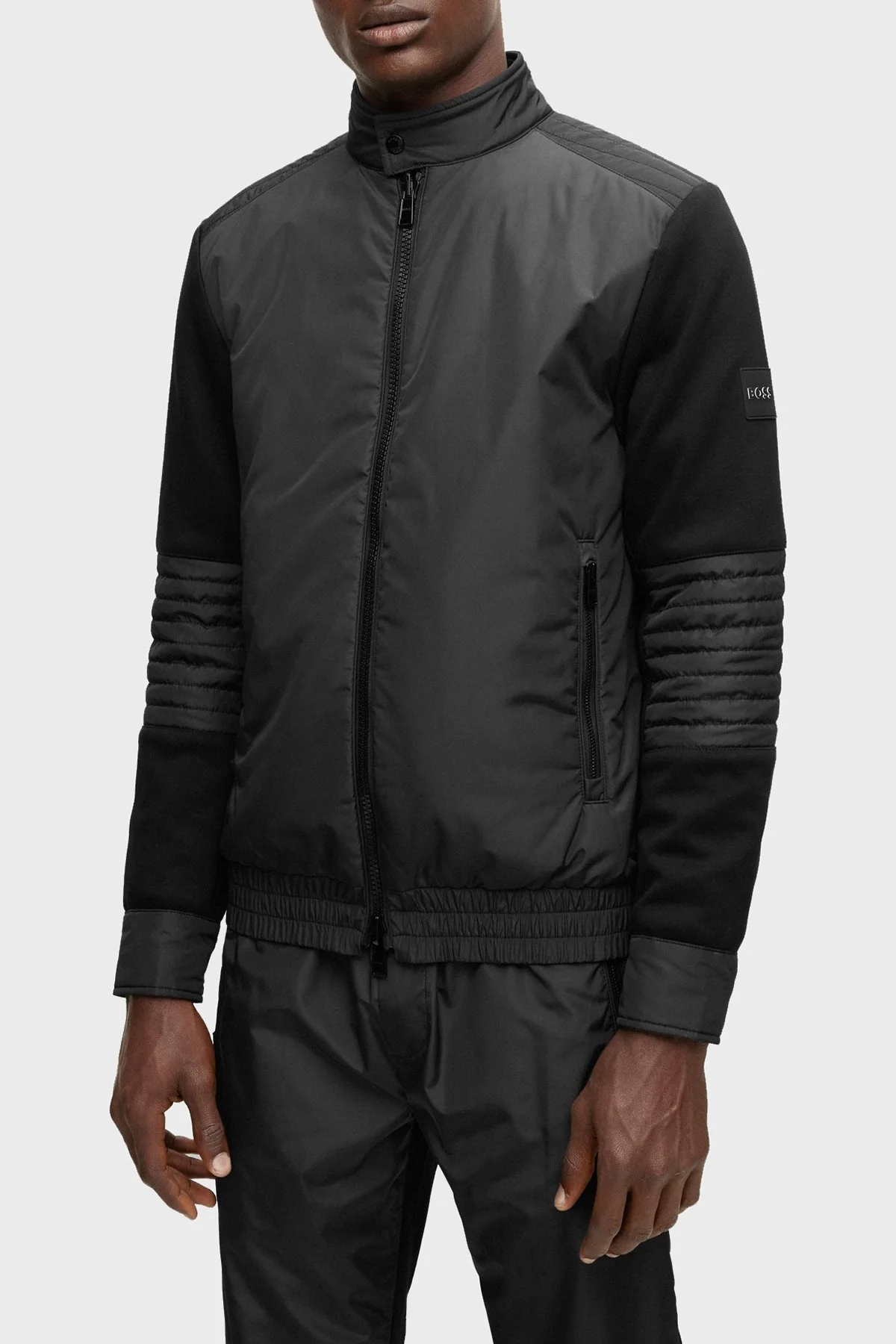 Boss Logolu Çift Taraflı Dik Yaka Fermuarlı Regular Fit Erkek Ceket 50481756 001 SİYAH - 1